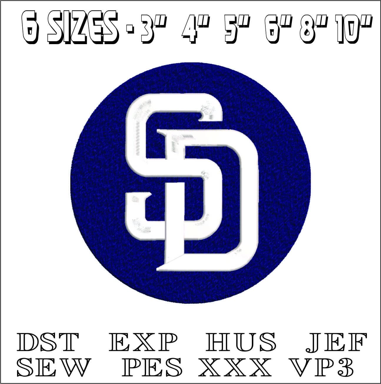 San Diego Padres Emblem- Elegant embroidery design file - instant download — view 2