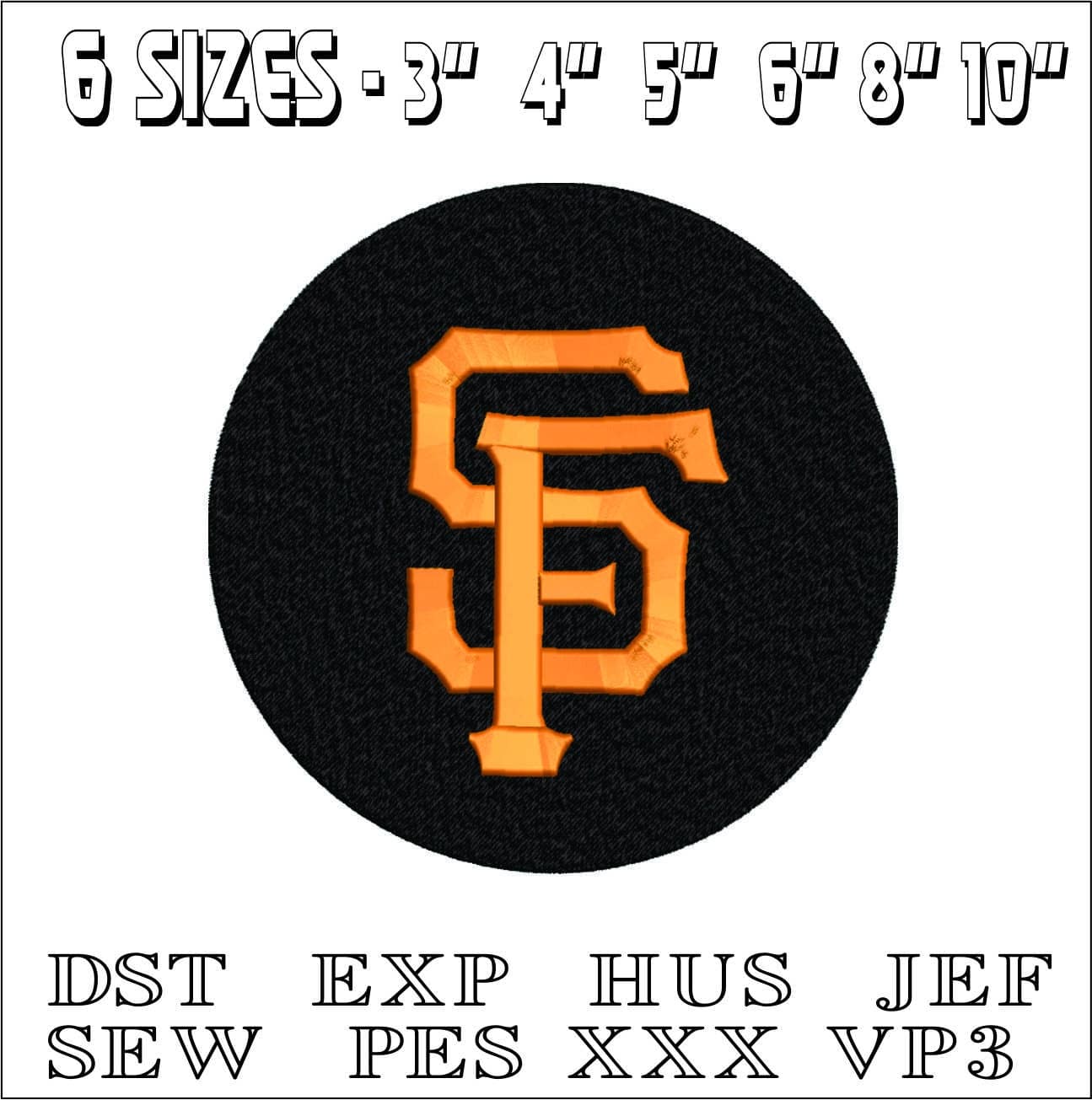 San Fran Giants Emblem- Elegant embroidery design file - instant download — view 2