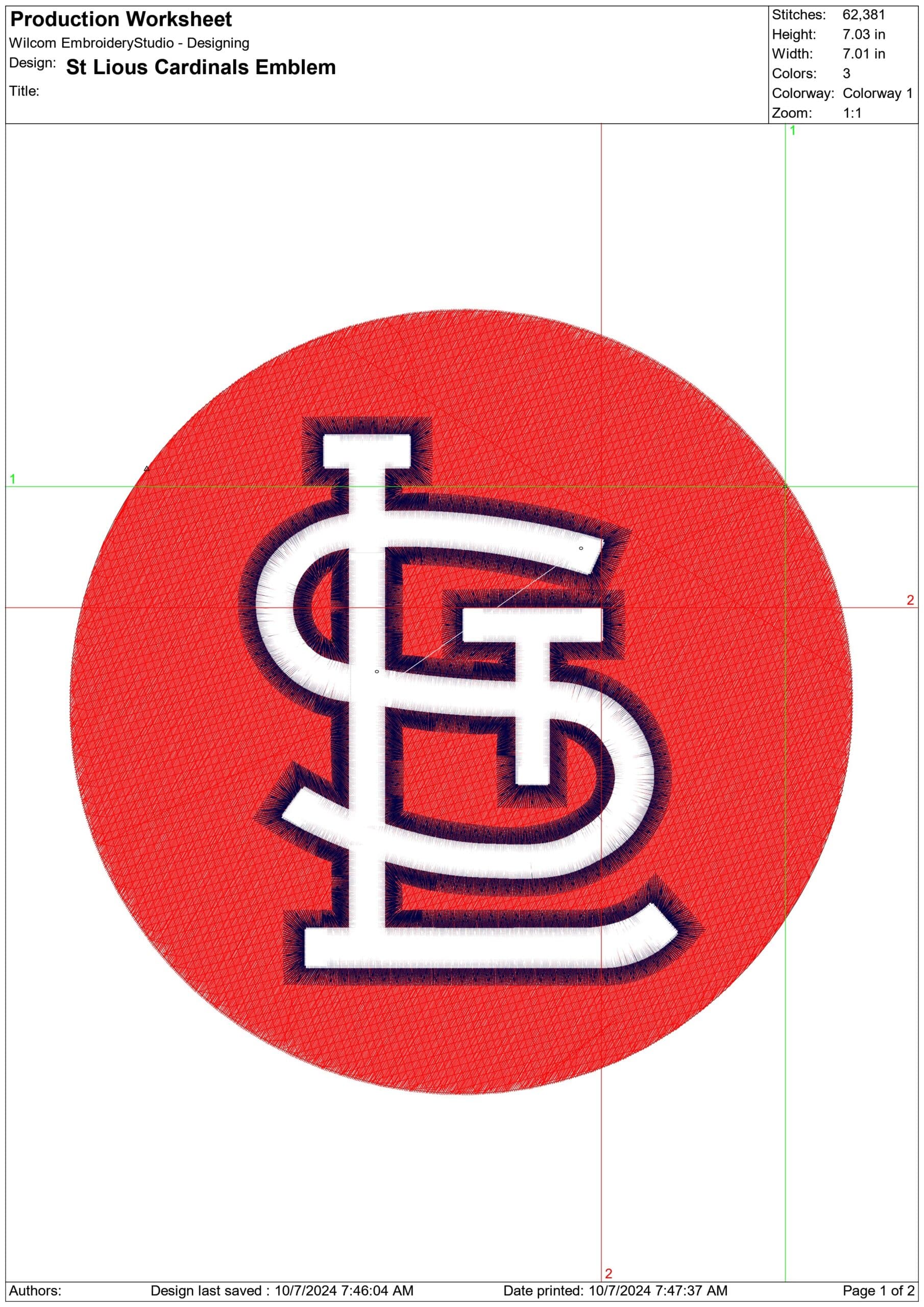 St Lious Cardinals Emblem- Elegant embroidery design file - instant download — view 4