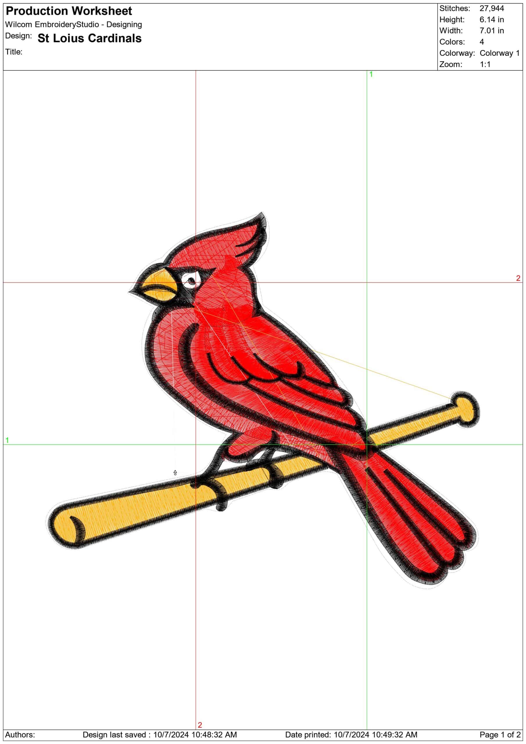 St Loius Cardinals- Elegant embroidery design file - instant download — view 4