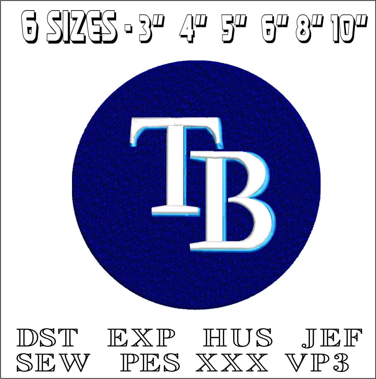 Tampa Bay Rays Emblem- Elegant embroidery design file - instant download — view 2