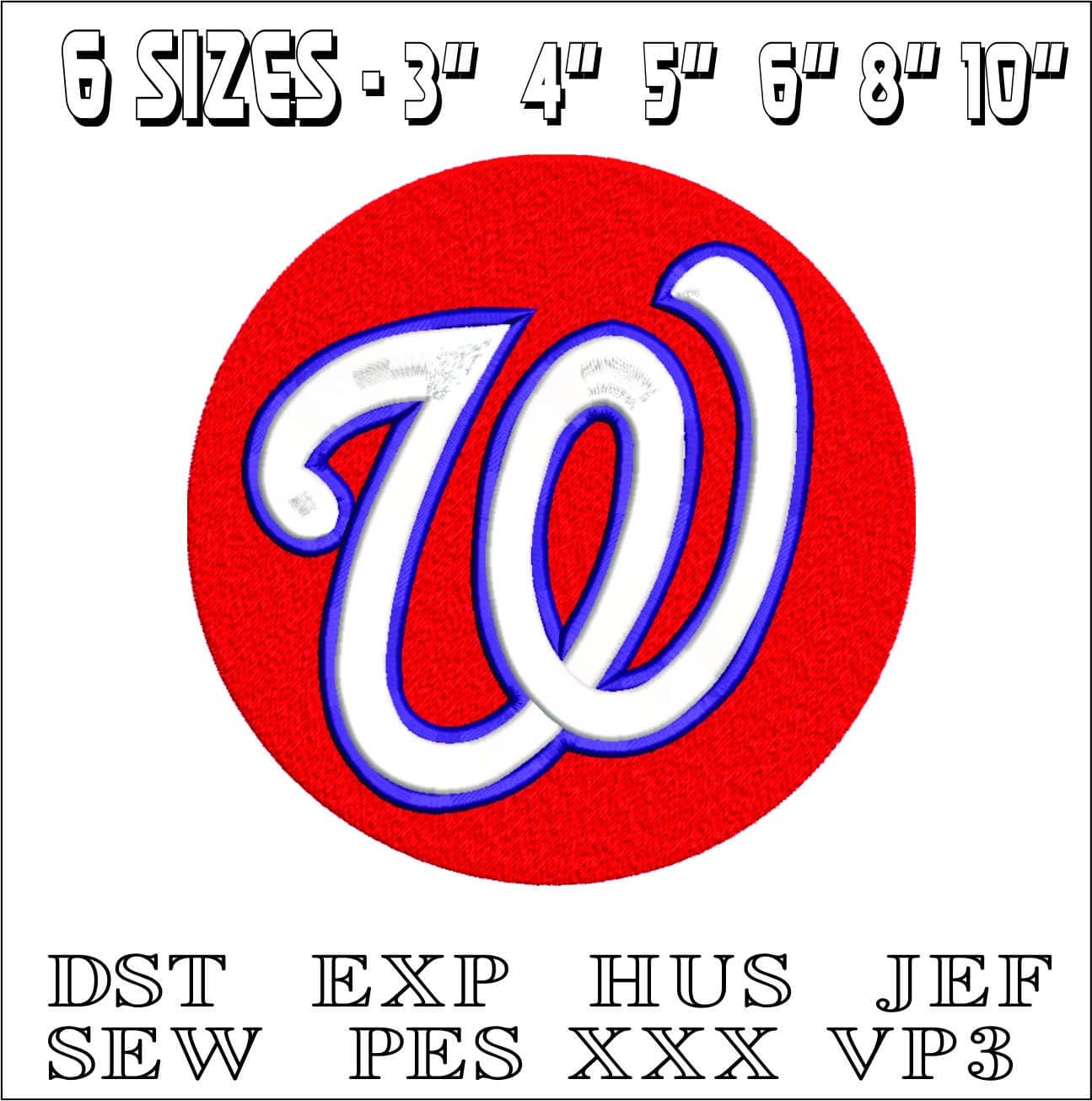Washington Nationals Emblem- Elegant embroidery design file - instant download — view 2