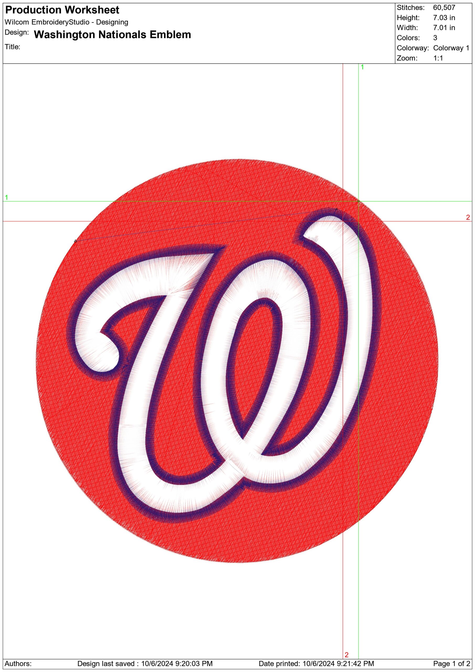 Washington Nationals Emblem- Elegant embroidery design file - instant download — view 4