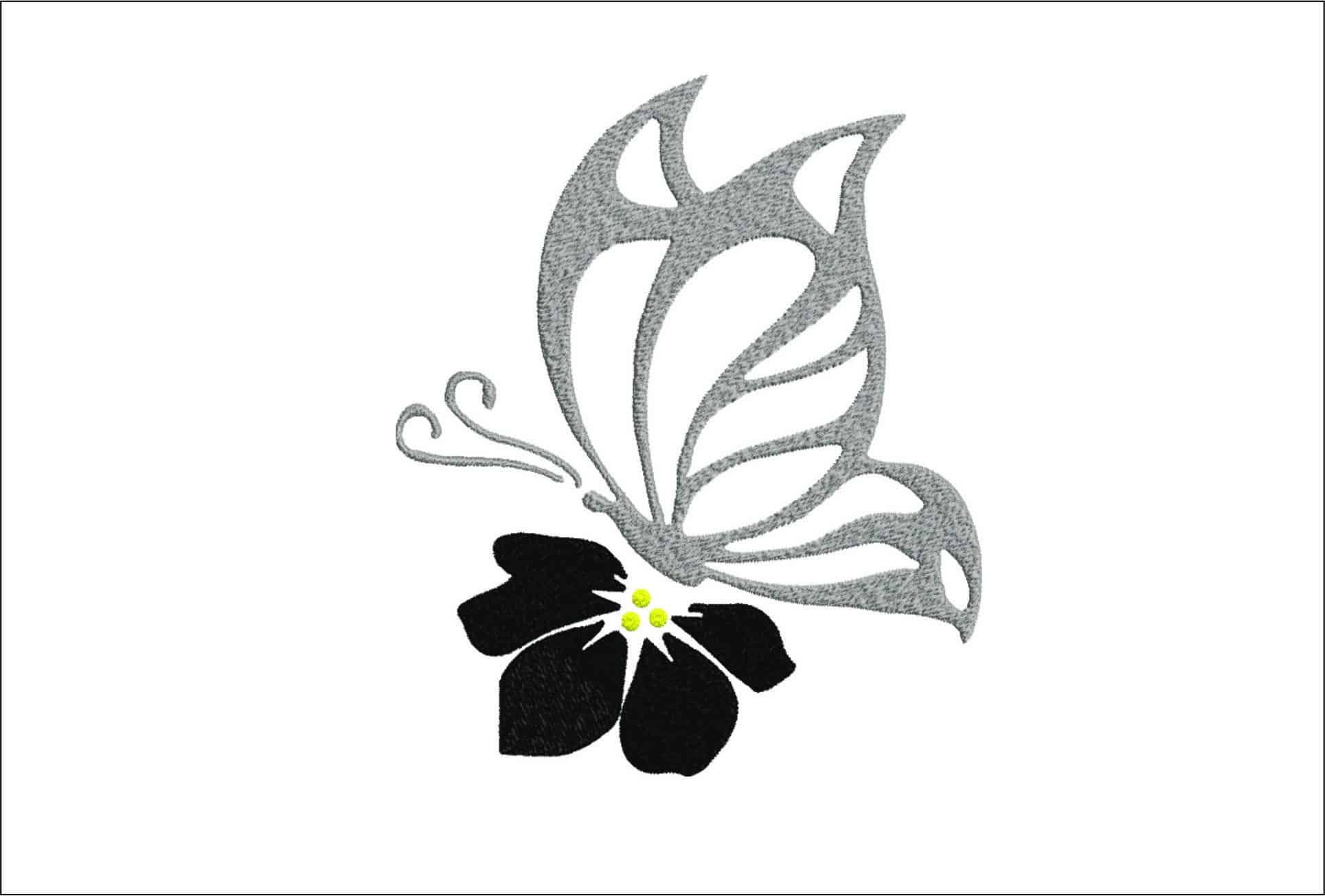 Basic Butterfly on Flower- Elegant embroidery design file - instant download