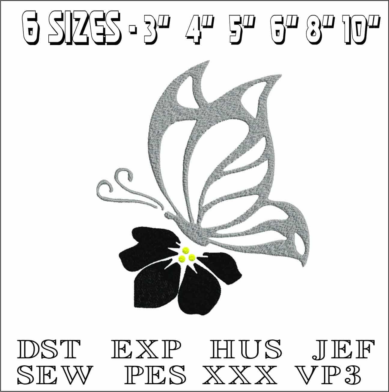 Basic Butterfly on Flower- Elegant embroidery design file - instant download — view 2