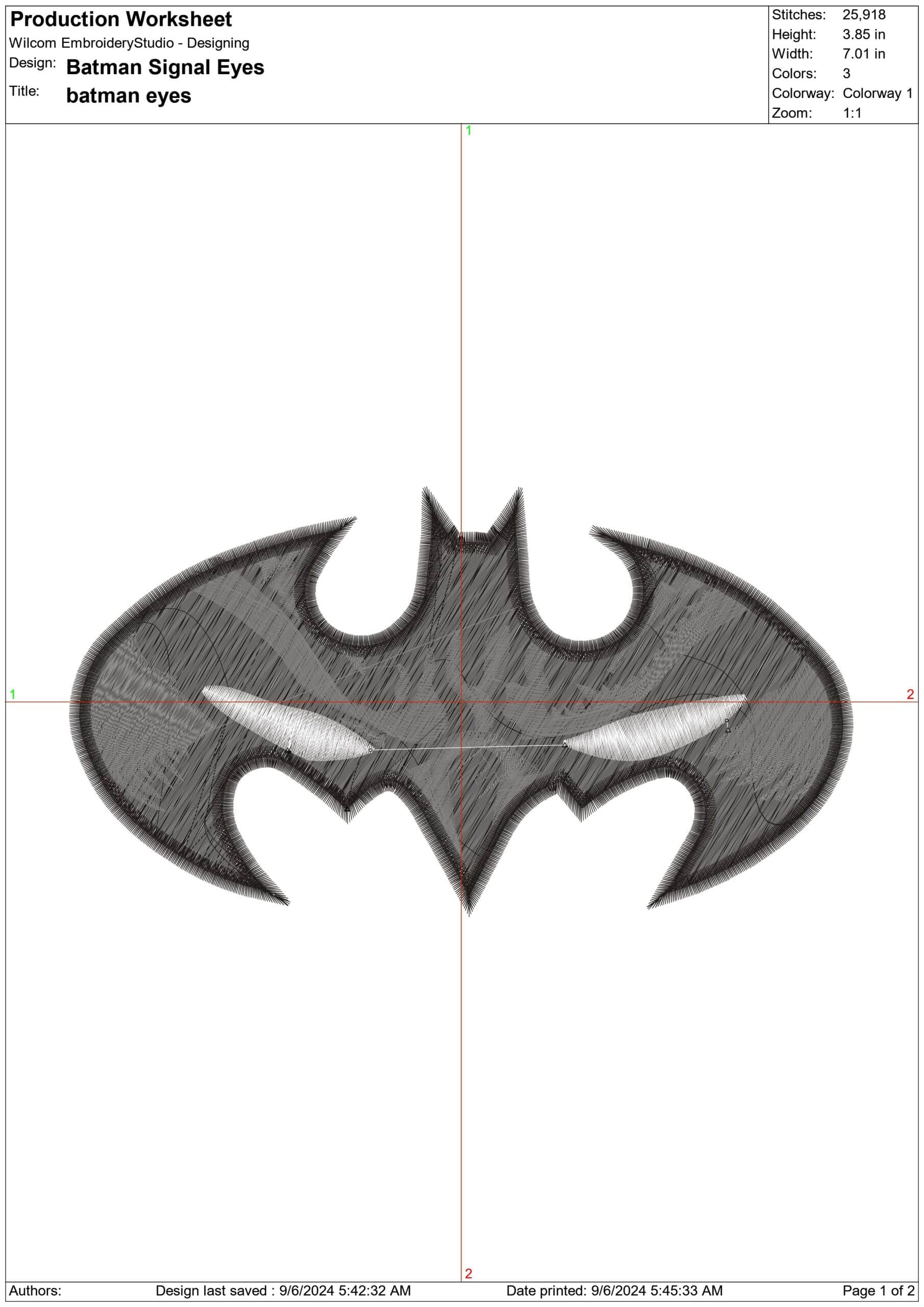 Batman Signal Eyes- Elegant embroidery design file - instant download — view 3