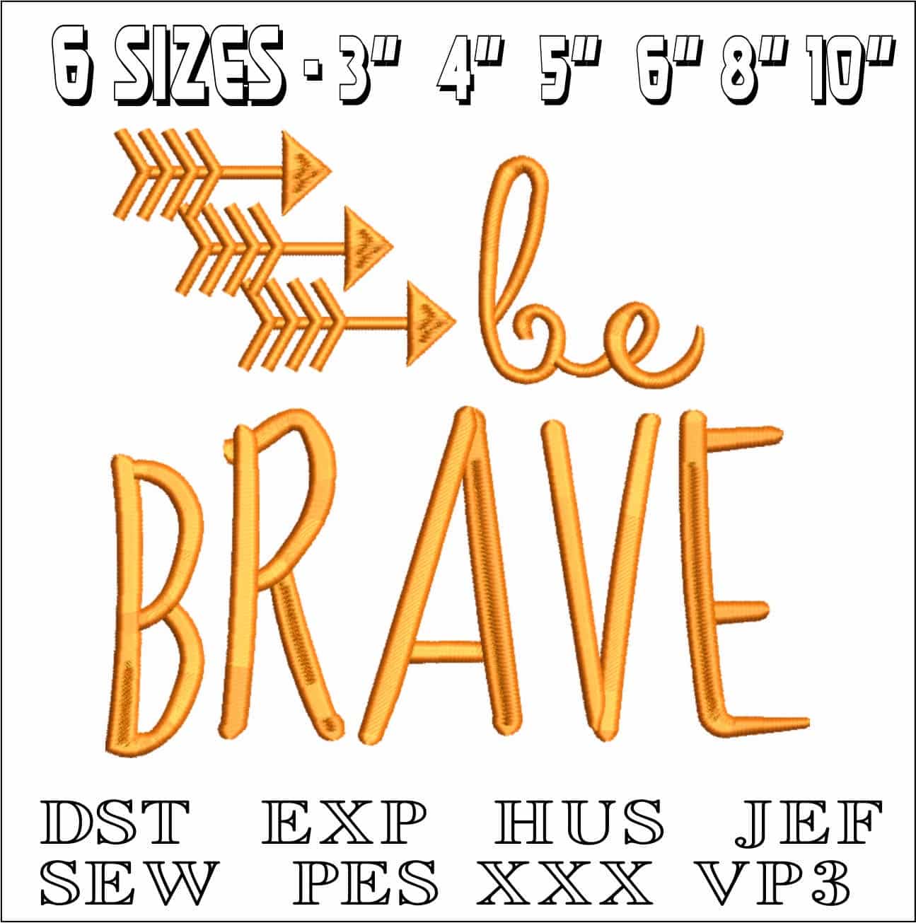 Be Brave- Elegant embroidery design file - instant download — view 2