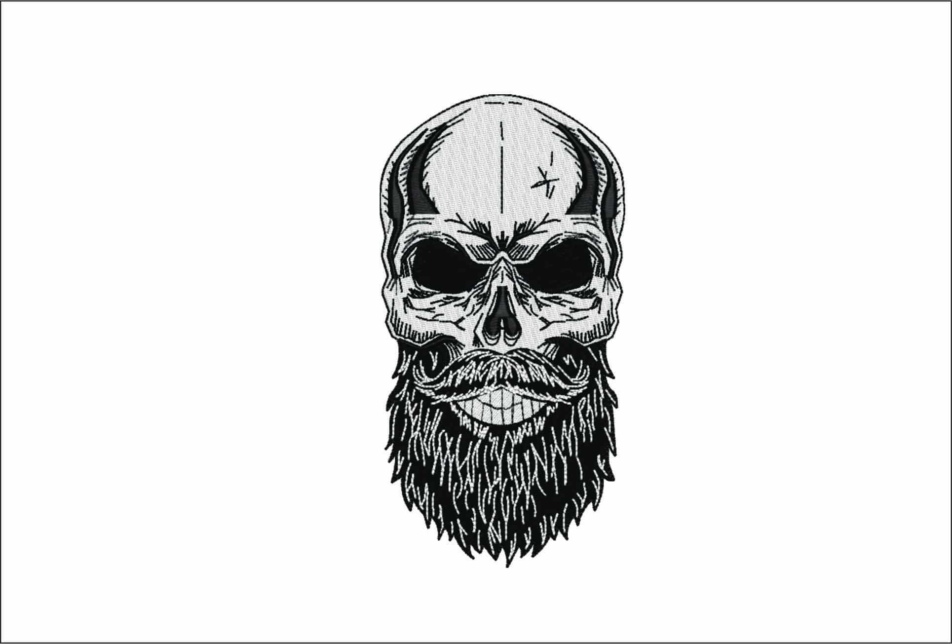 Bearded Skull- Elegant embroidery design file - instant download