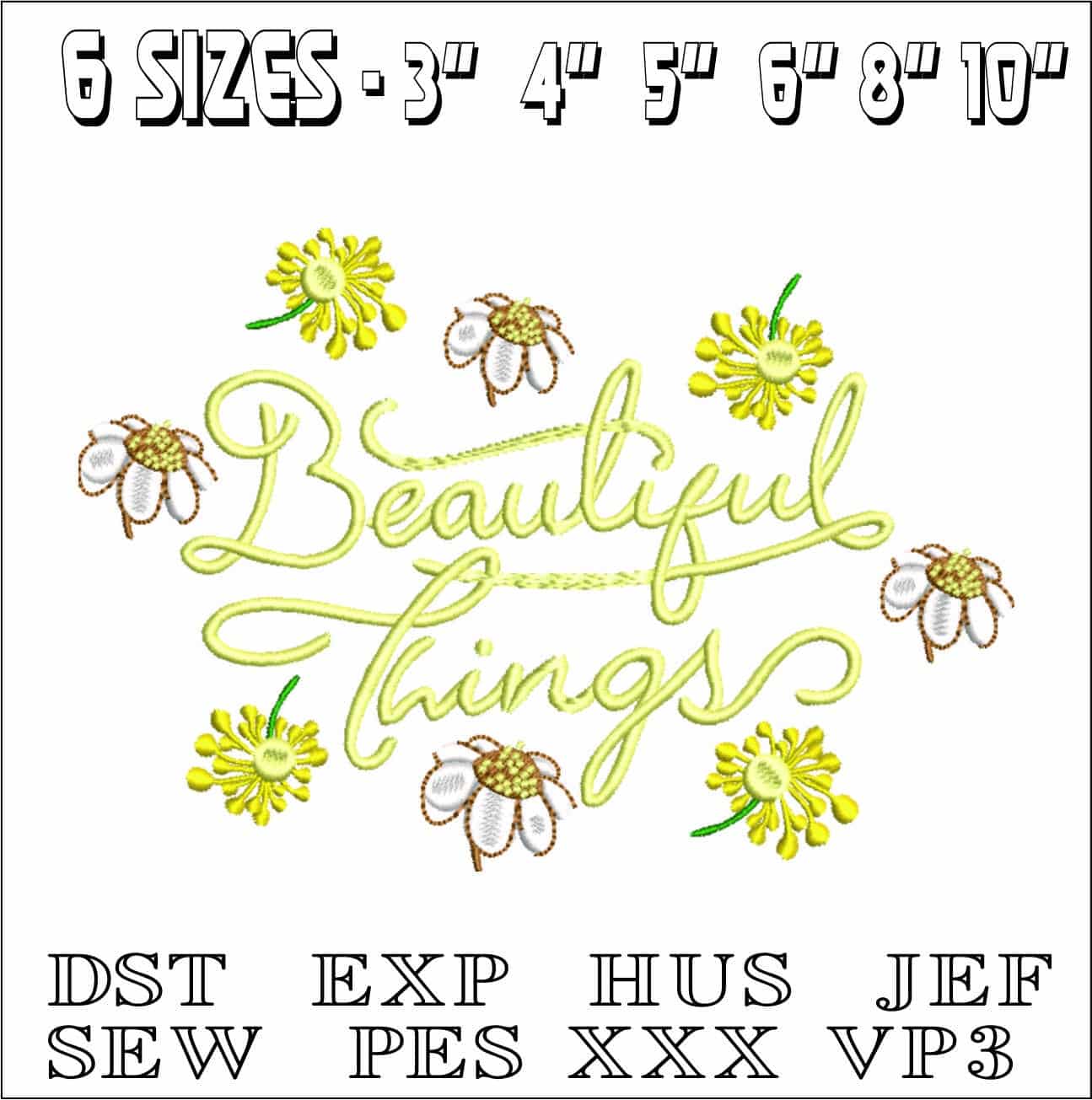 Beautiful Things Flowers- Elegant embroidery design file - instant download — view 2