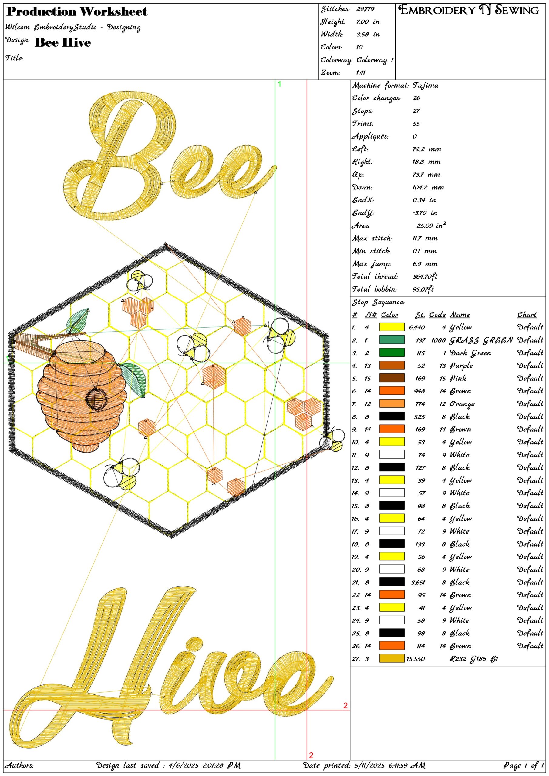 Bee Hive- Elegant embroidery design file - instant download — view 3
