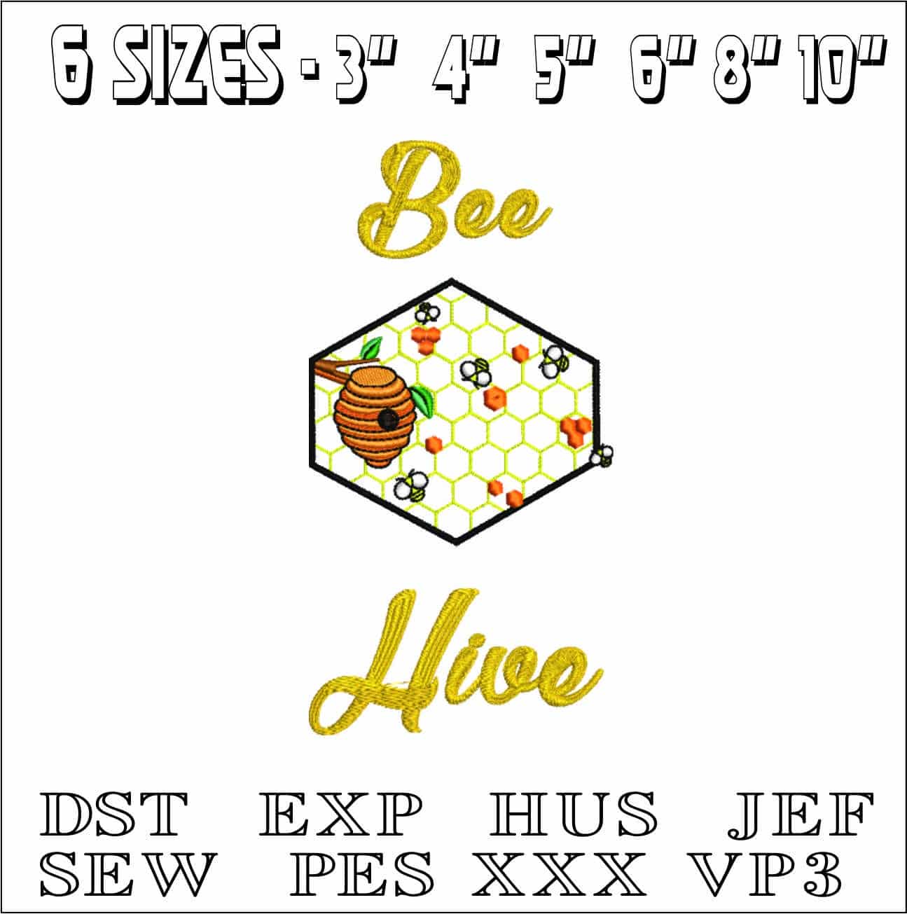 Bee Hive- Elegant embroidery design file - instant download — view 2