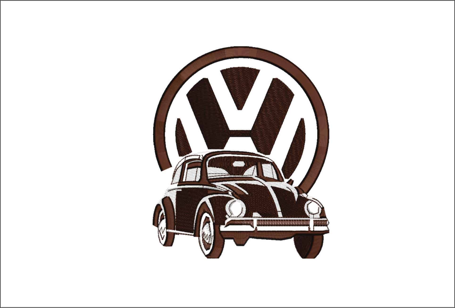 Beetle in VW sign- Elegant embroidery design file - instant download