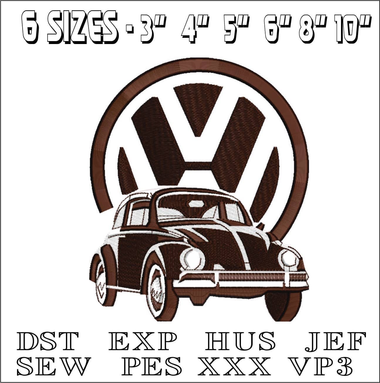 Beetle in VW sign- Elegant embroidery design file - instant download — view 2