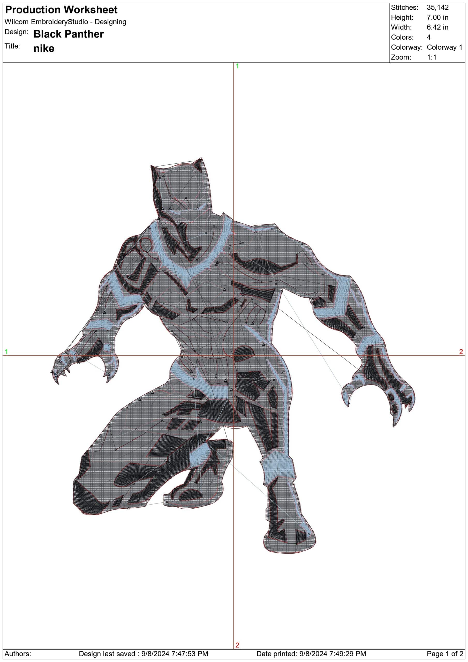 Black Panther- Elegant embroidery design file - instant download — view 3