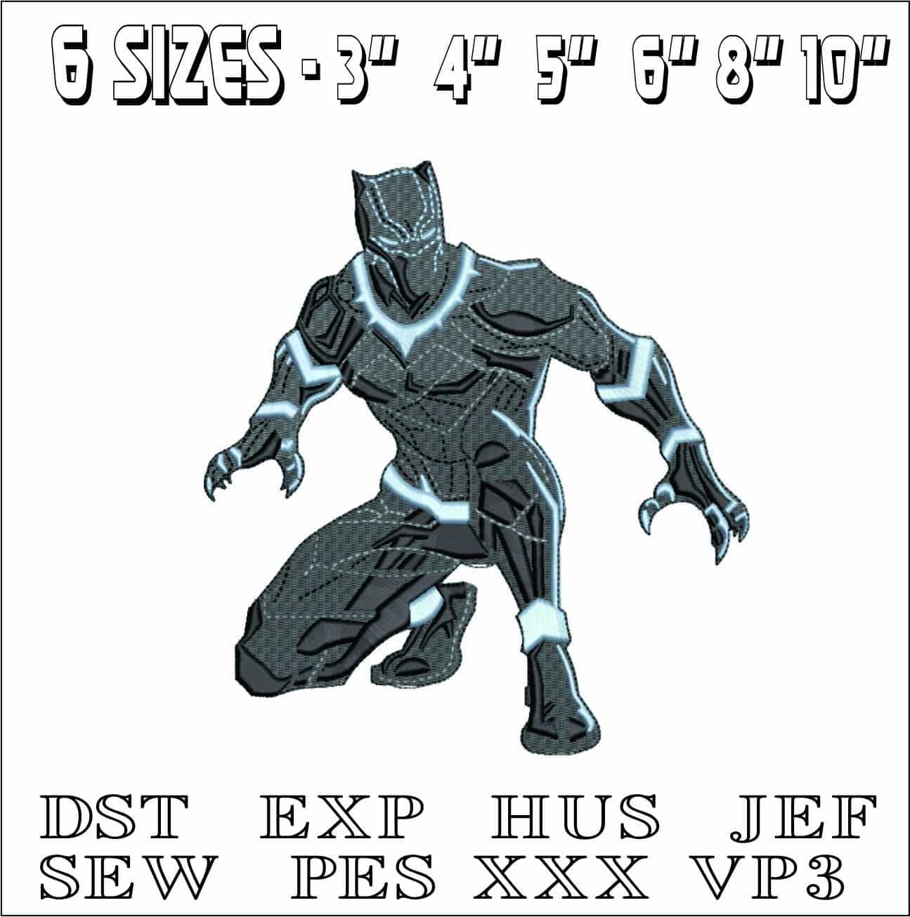 Black Panther- Elegant embroidery design file - instant download — view 2