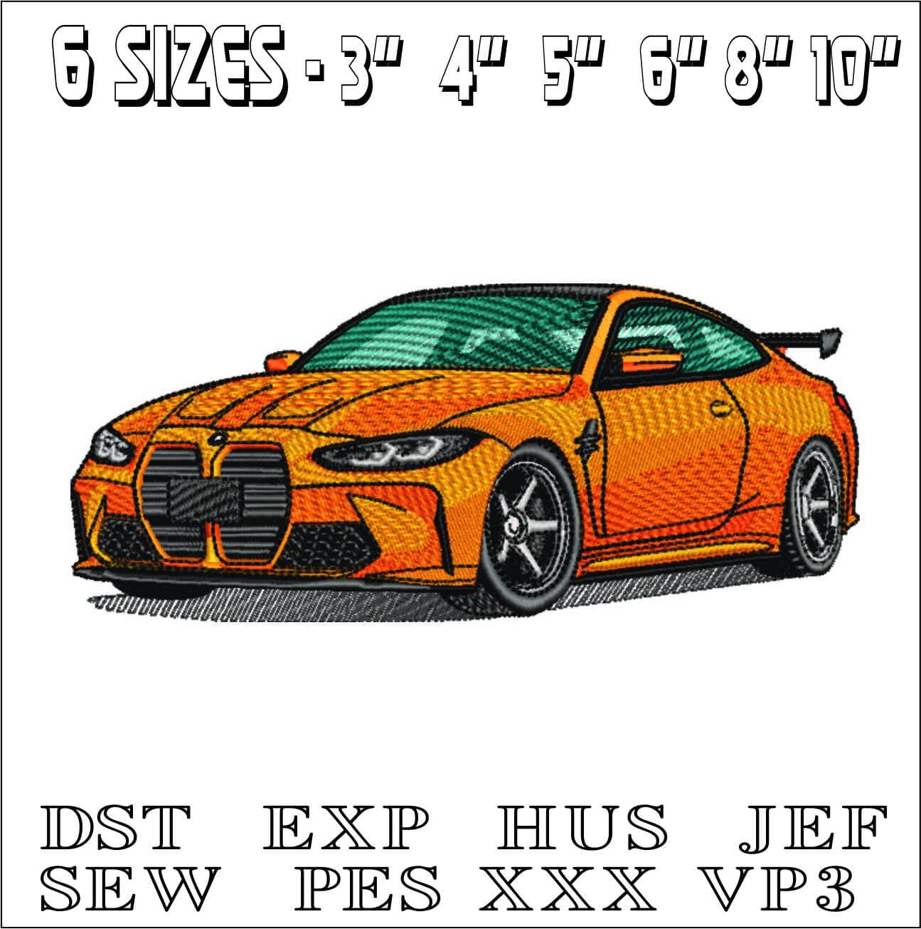 BMW 4 Series M4 G82- Elegant embroidery design file - instant download — view 2