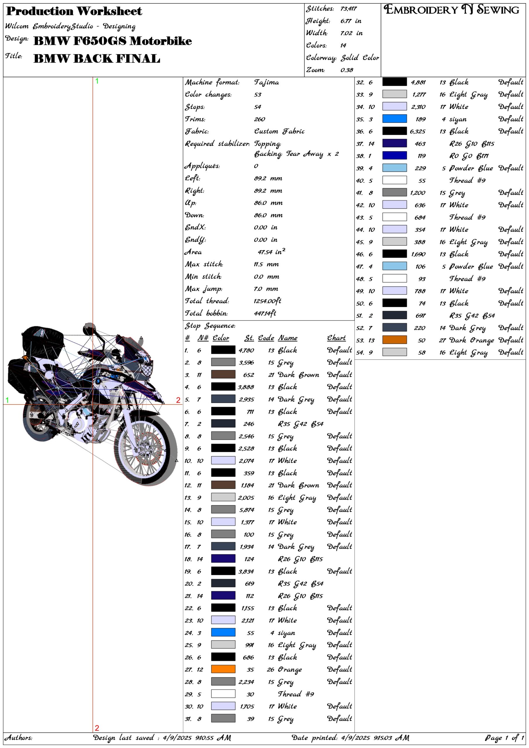 BMW F650GS Motorbike- Elegant embroidery design file - instant download — view 2