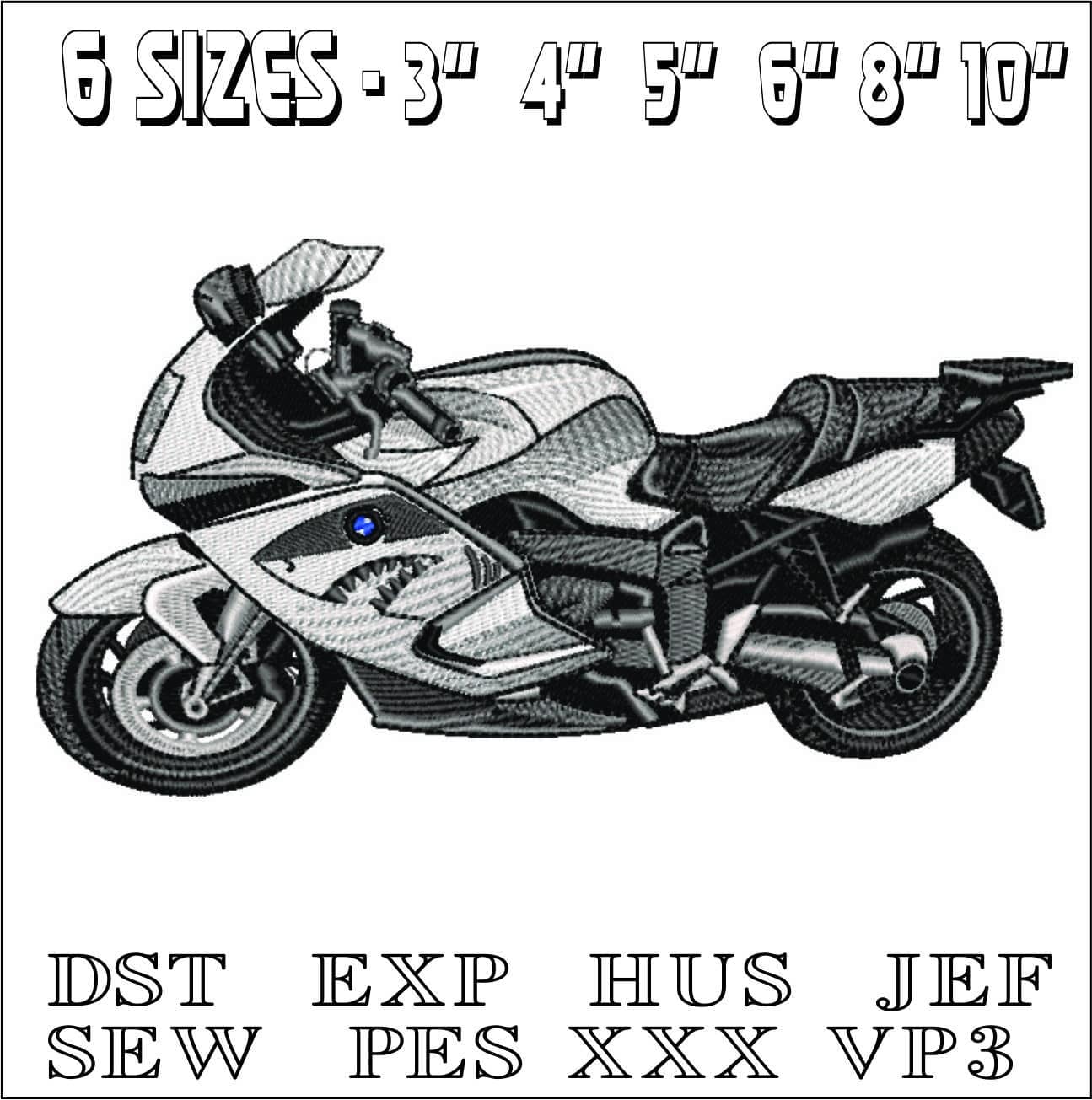 BMW K1300S Shark- Elegant embroidery design file - instant download — view 2