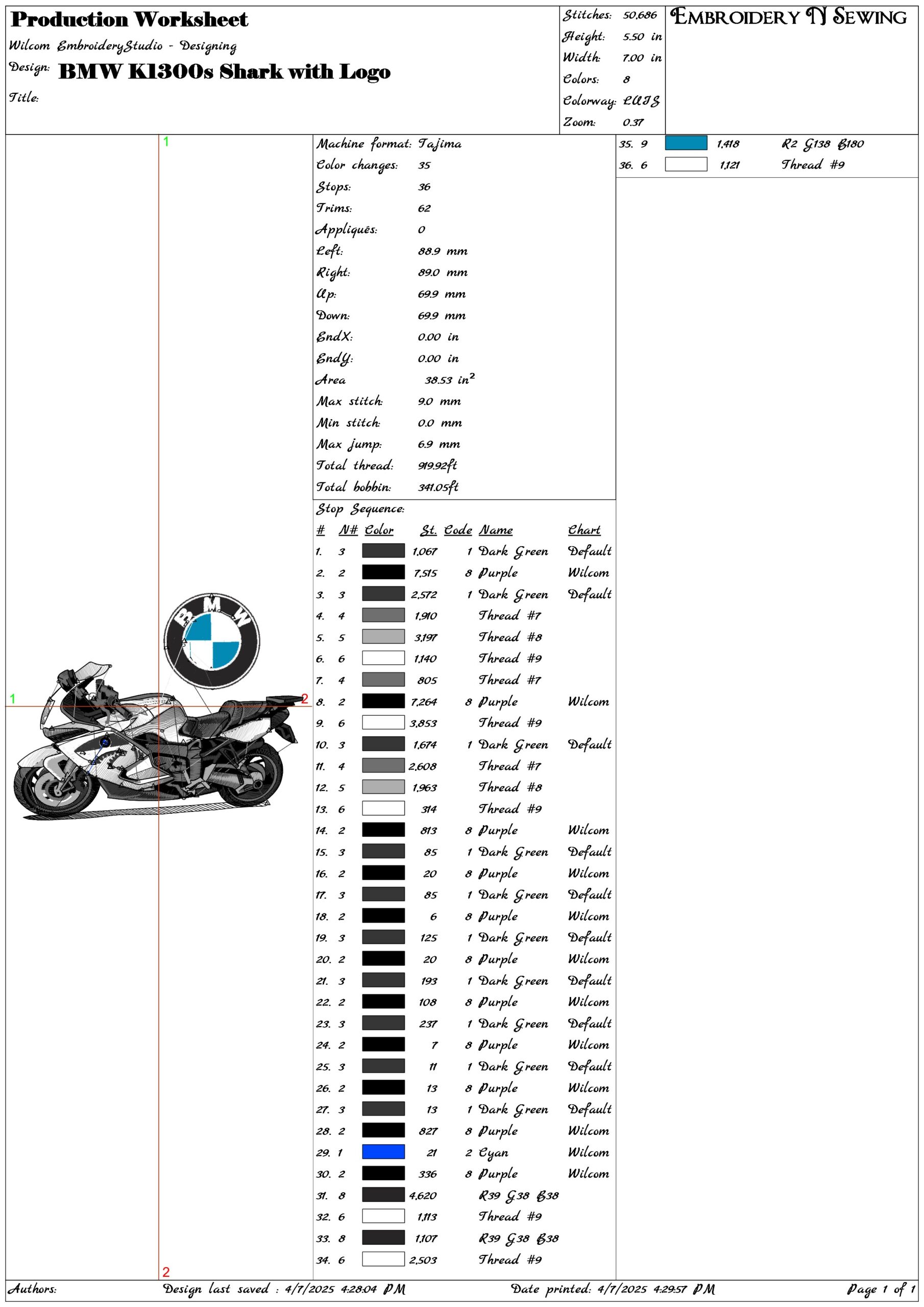 BMW K1300s Shark with Logo- Elegant embroidery design file - instant download — view 3