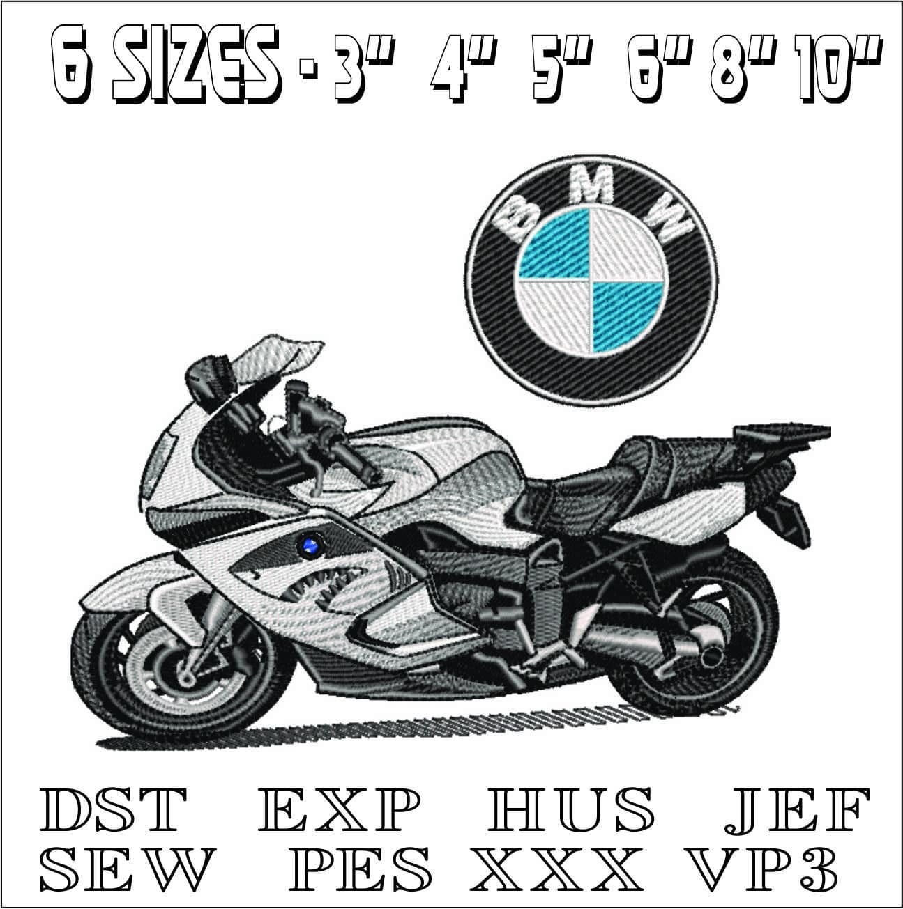 BMW K1300s Shark with Logo- Elegant embroidery design file - instant download — view 2
