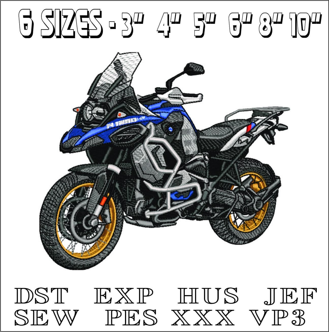 BMW R1200 Rally Motorbike- Elegant embroidery design file - instant download — view 2