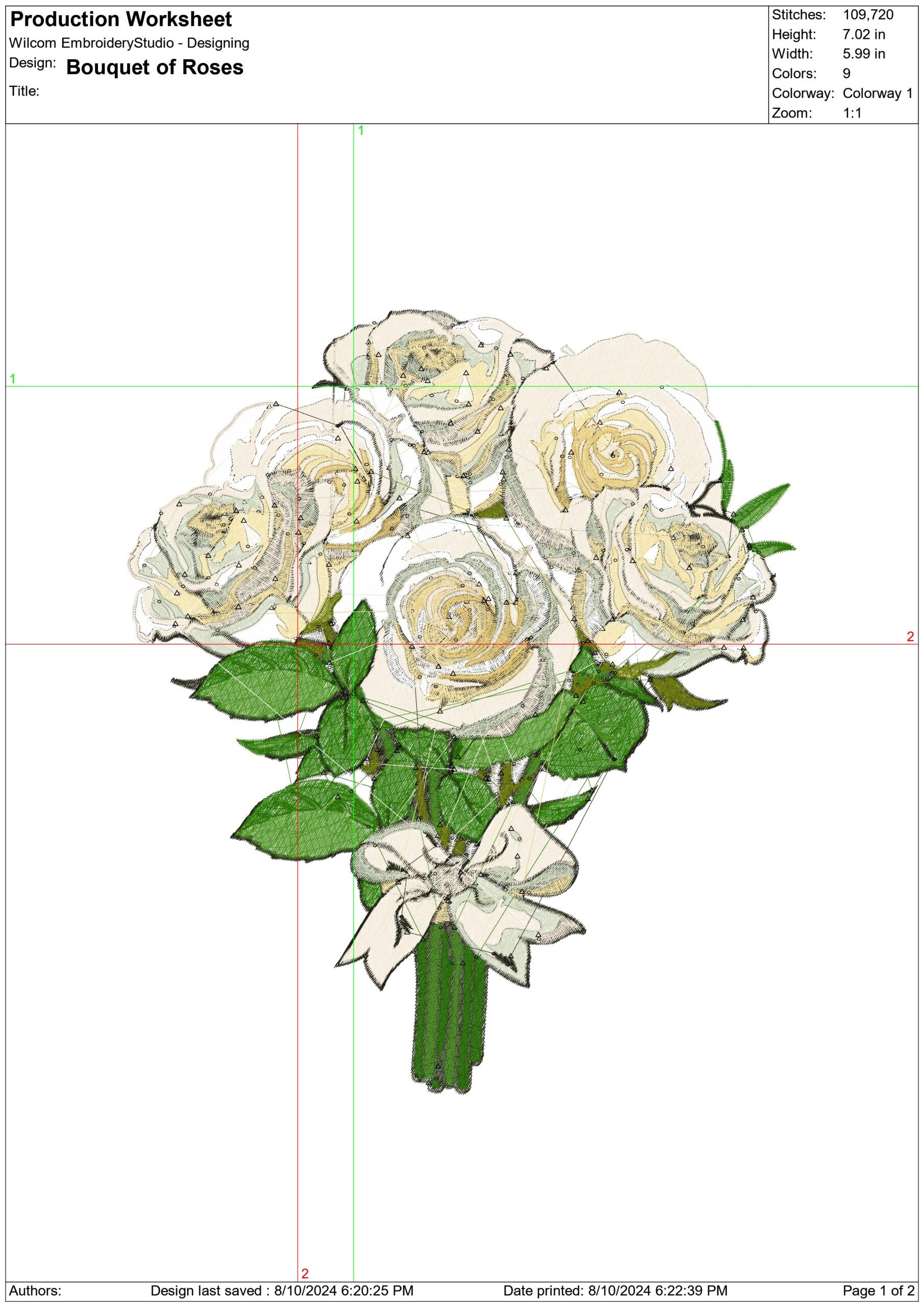 Bouquet of Roses- Elegant embroidery design file - instant download — view 3