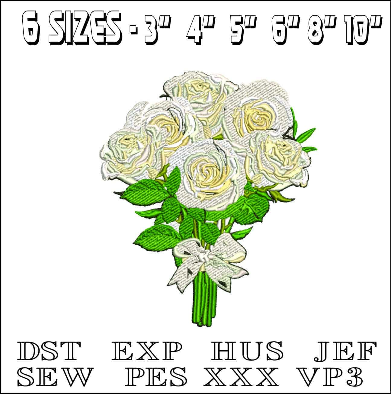 Bouquet of Roses- Elegant embroidery design file - instant download — view 2