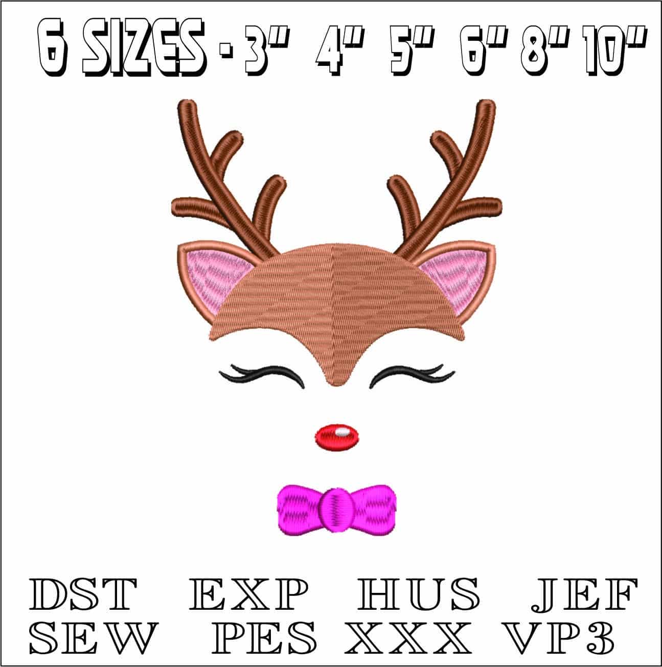 Boy Reindeer Face- Elegant embroidery design file - instant download — view 2