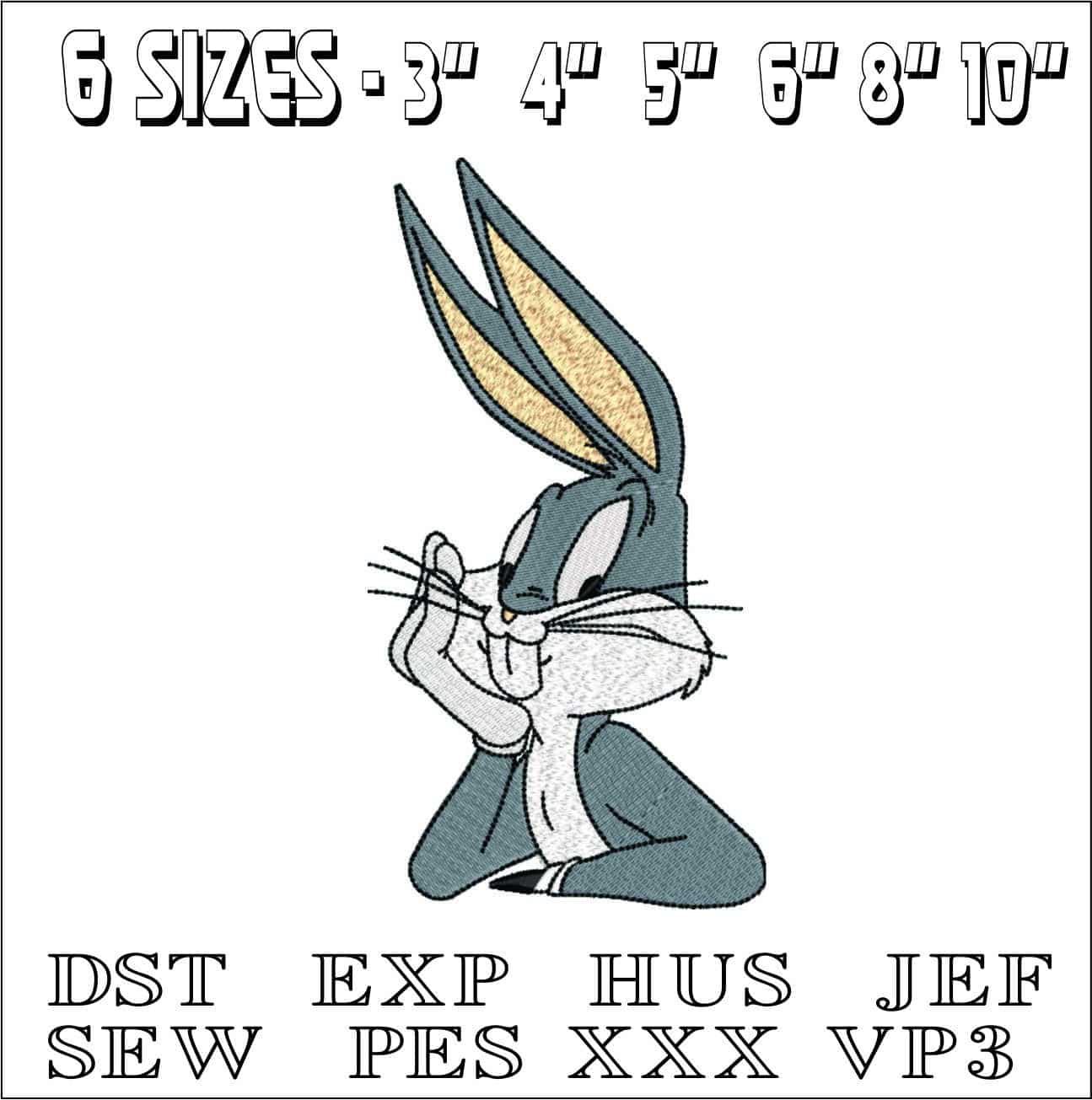 Buggs Bunny Elbow- Elegant embroidery design file - instant download — view 2