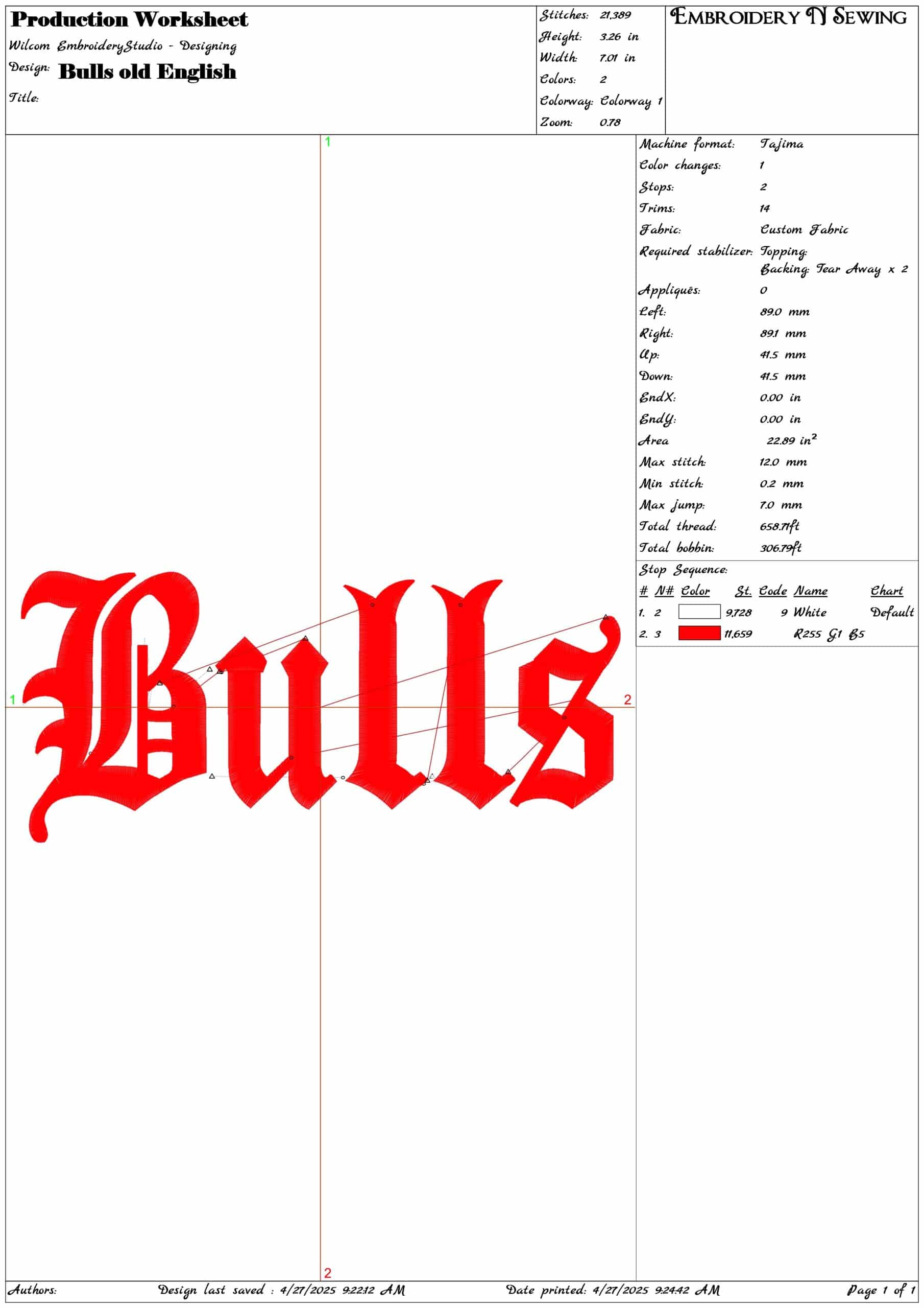 Bulls old English- Elegant embroidery design file - instant download — view 3