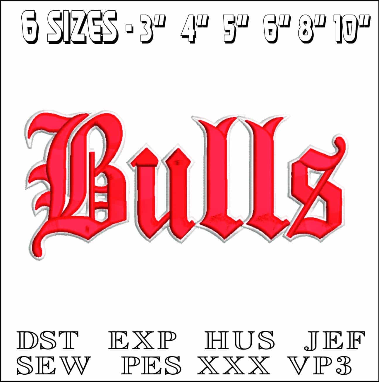 Bulls old English- Elegant embroidery design file - instant download — view 2