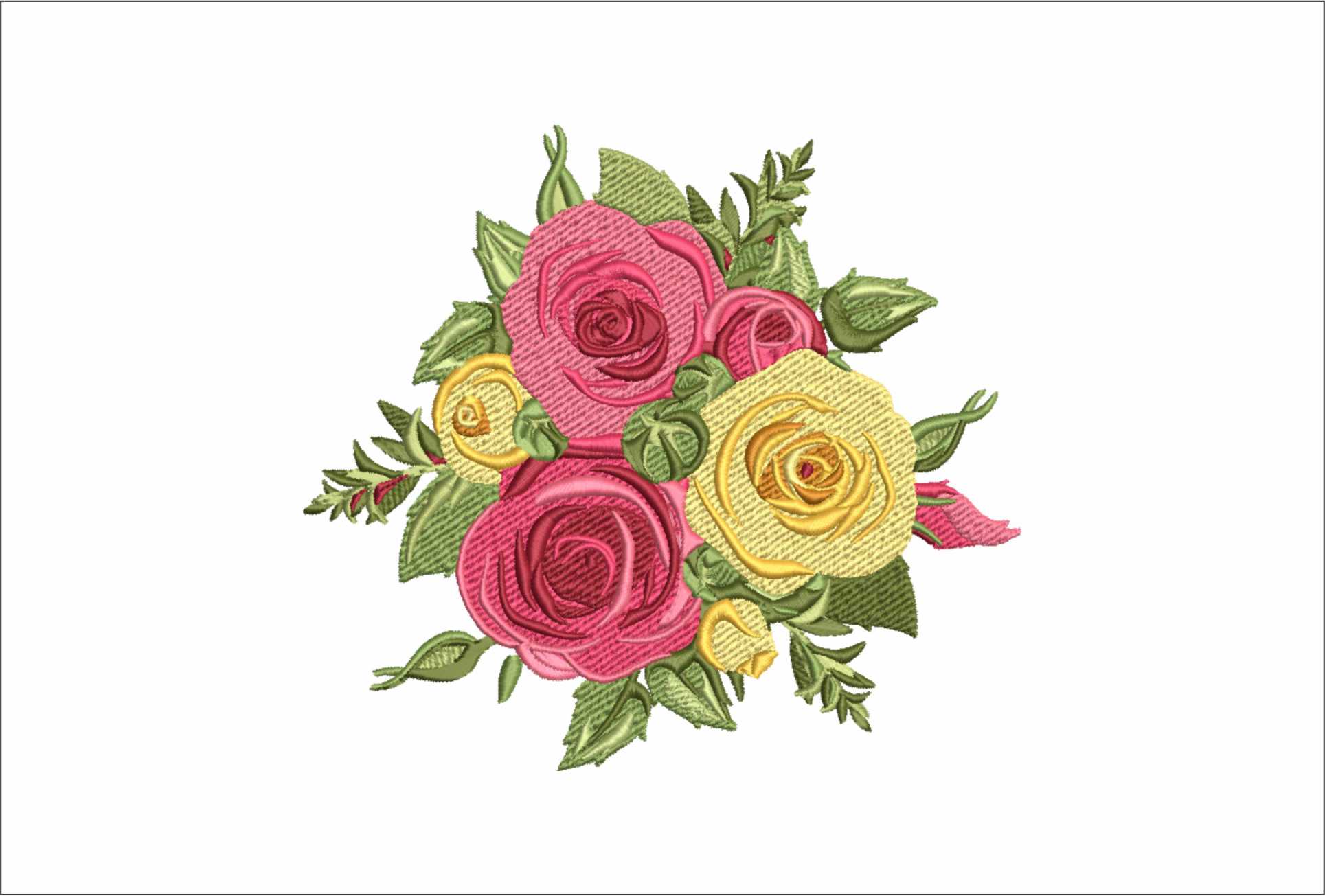 Bunch Roses- Elegant embroidery design file - instant download
