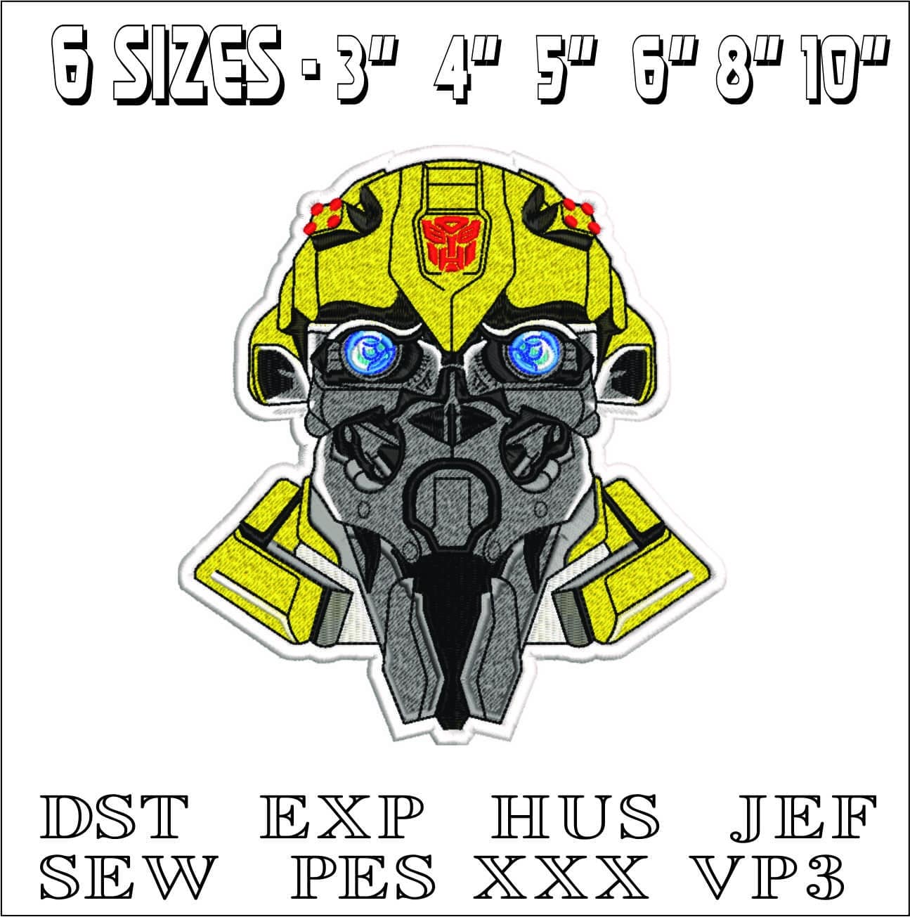 Bumble Bee Face - Transformer- Elegant embroidery design file - instant download — view 2