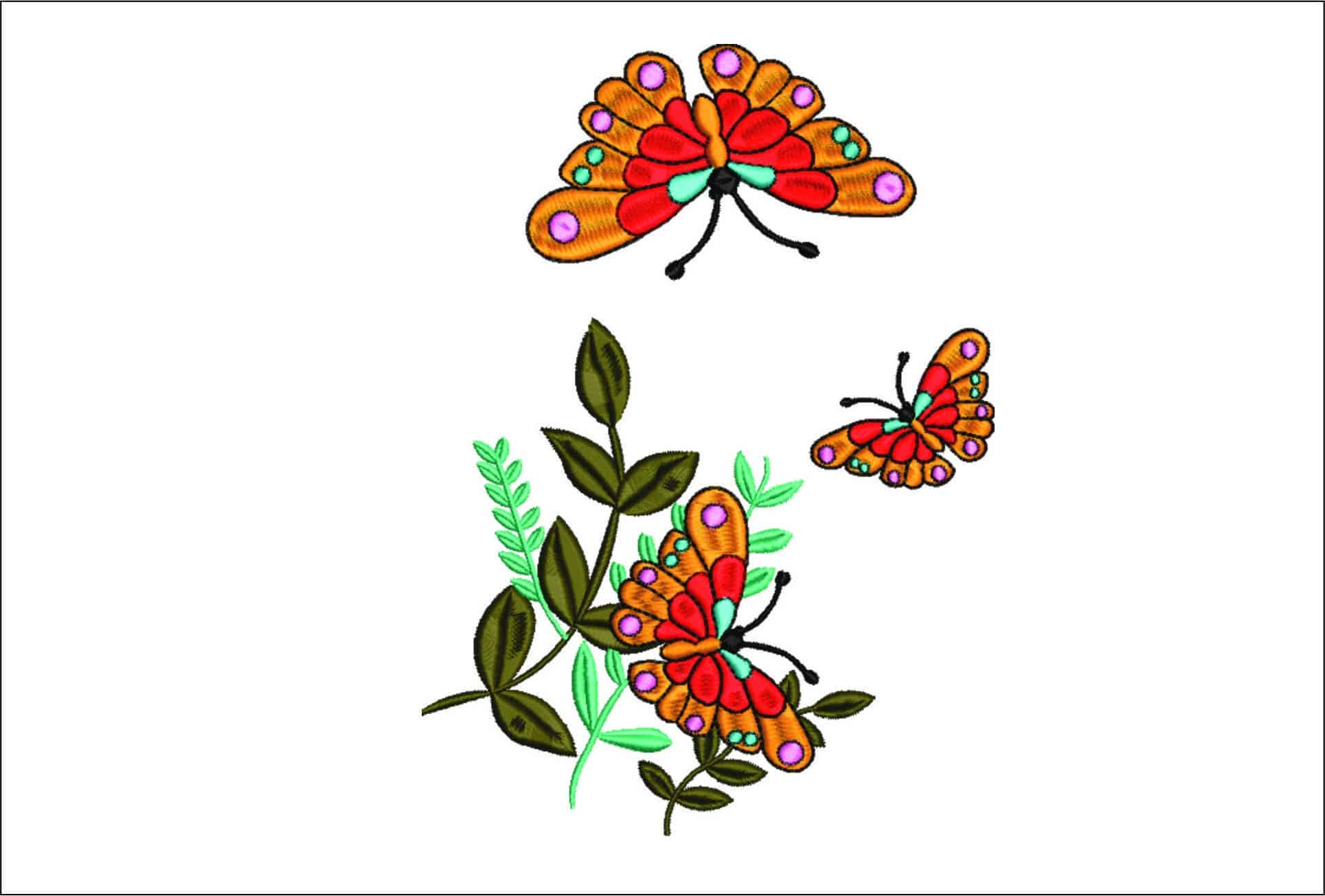 Butterflies and Flower- Elegant embroidery design file - instant download