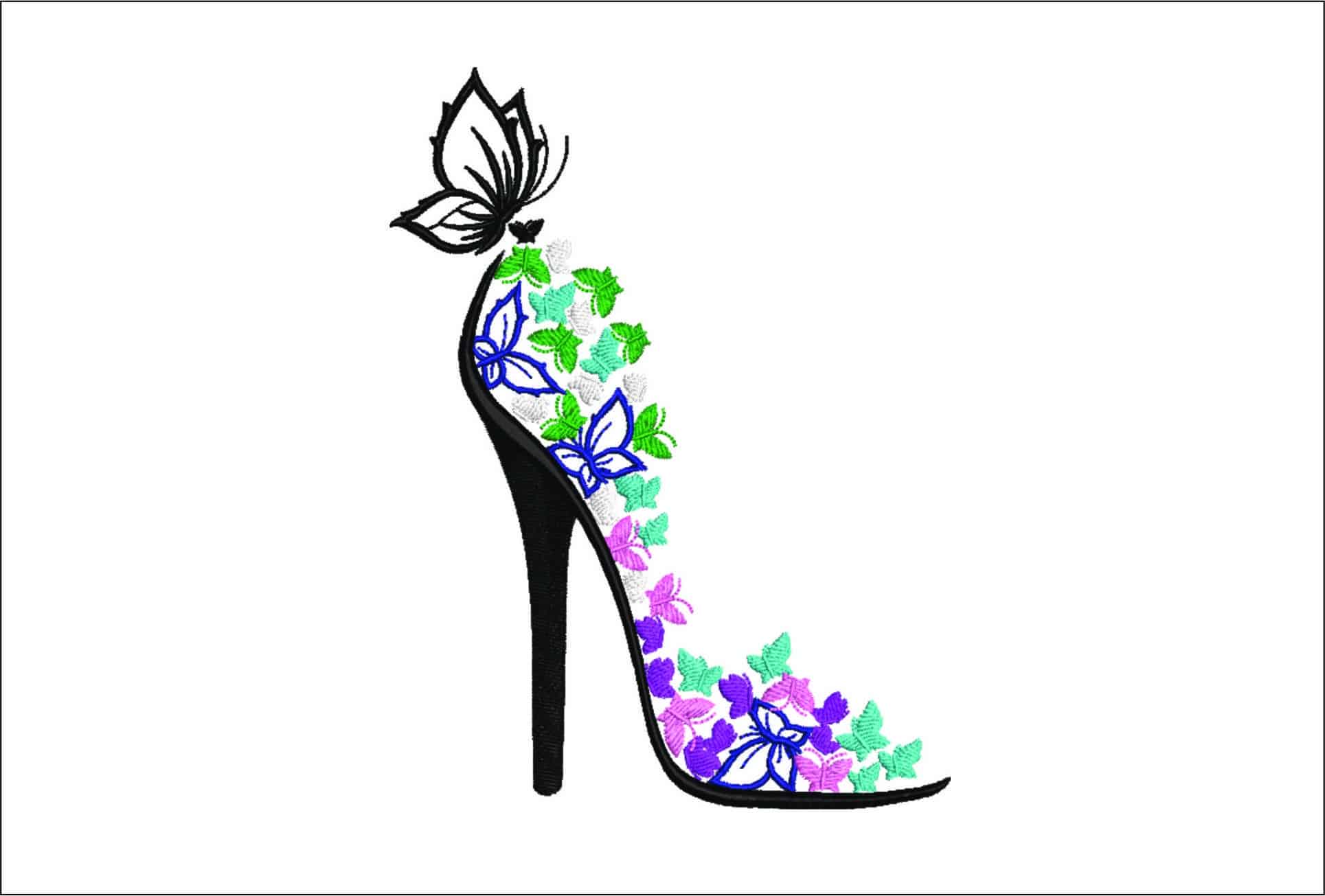Butterfly Shoe- Elegant embroidery design file - instant download