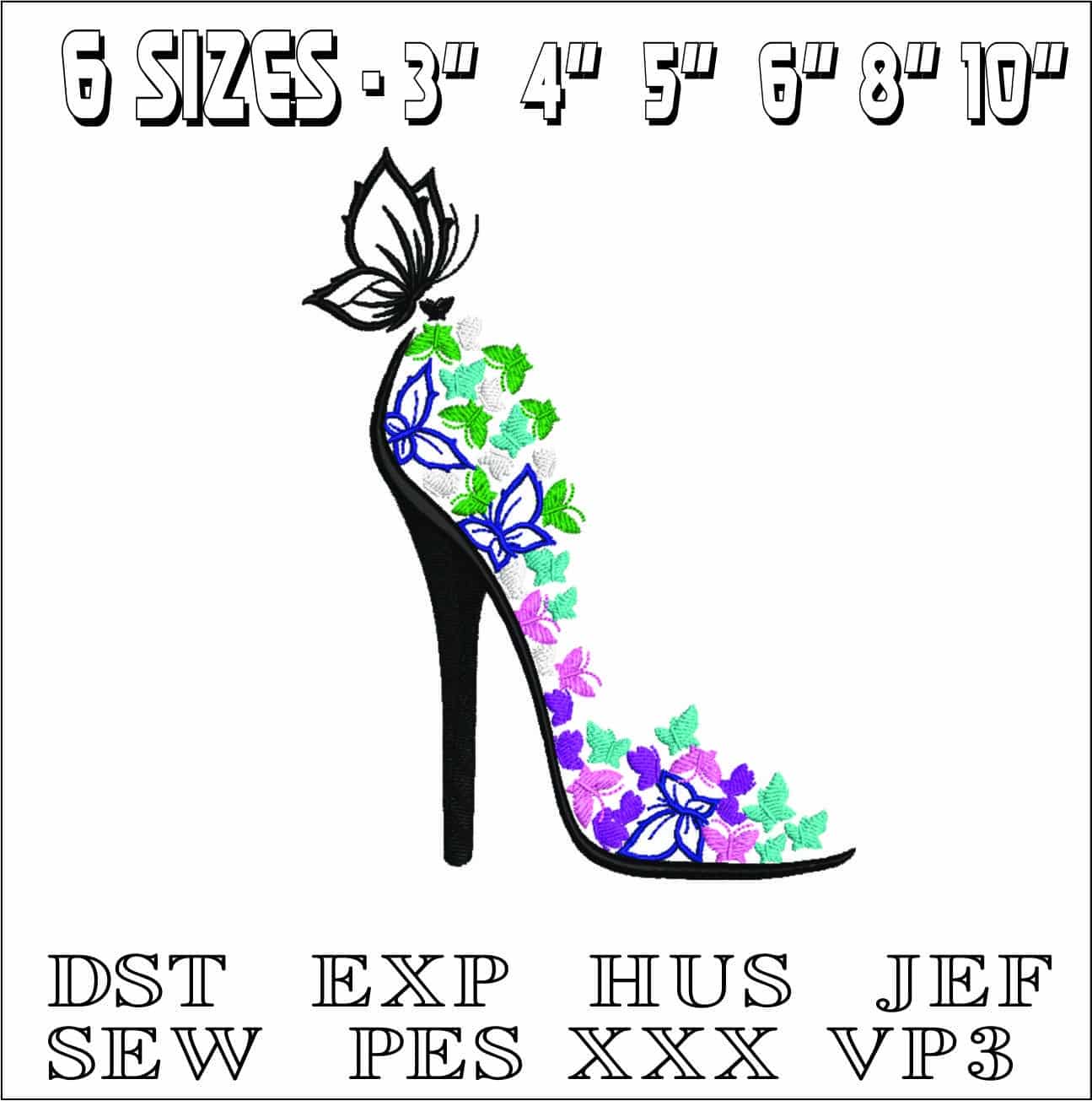 Butterfly Shoe- Elegant embroidery design file - instant download — view 2