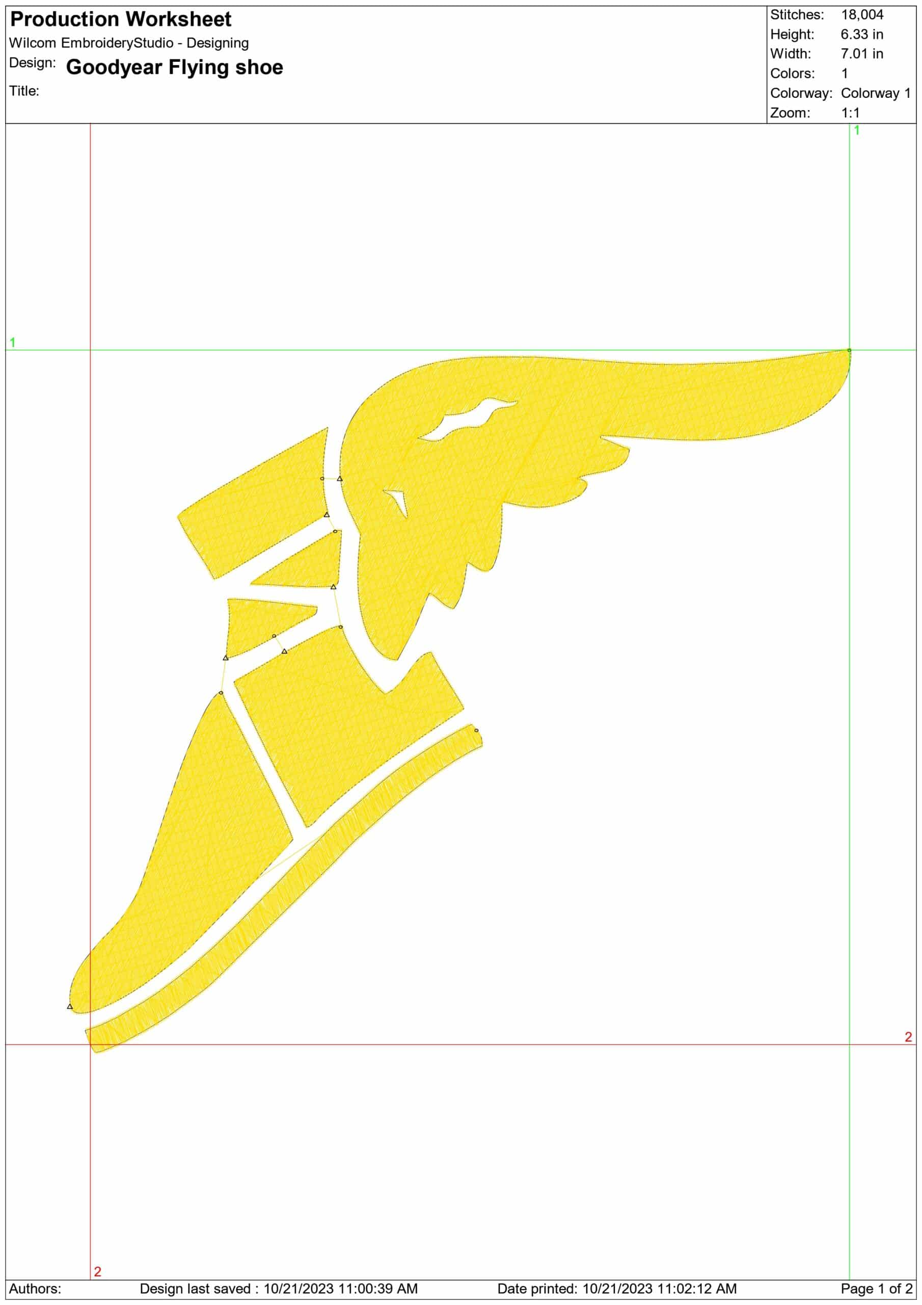 Goodyear Flying shoe- Elegant embroidery design file - instant download — view 3