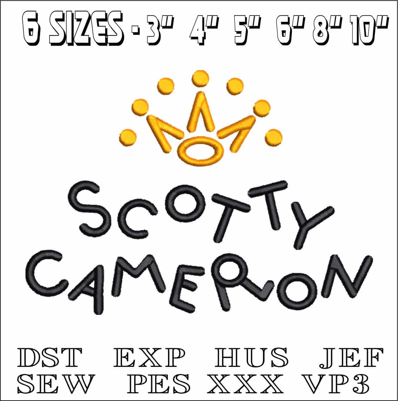 Scotty Cameron with Crown - Tatami and Satin embroidery designs - Putter Golf course Logo design machine pattern — view 4
