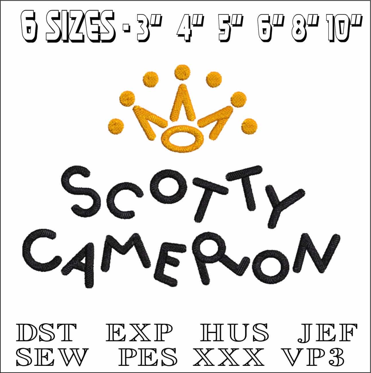 Scotty Cameron with Crown - Tatami and Satin embroidery designs - Putter Golf course Logo design machine pattern — view 2