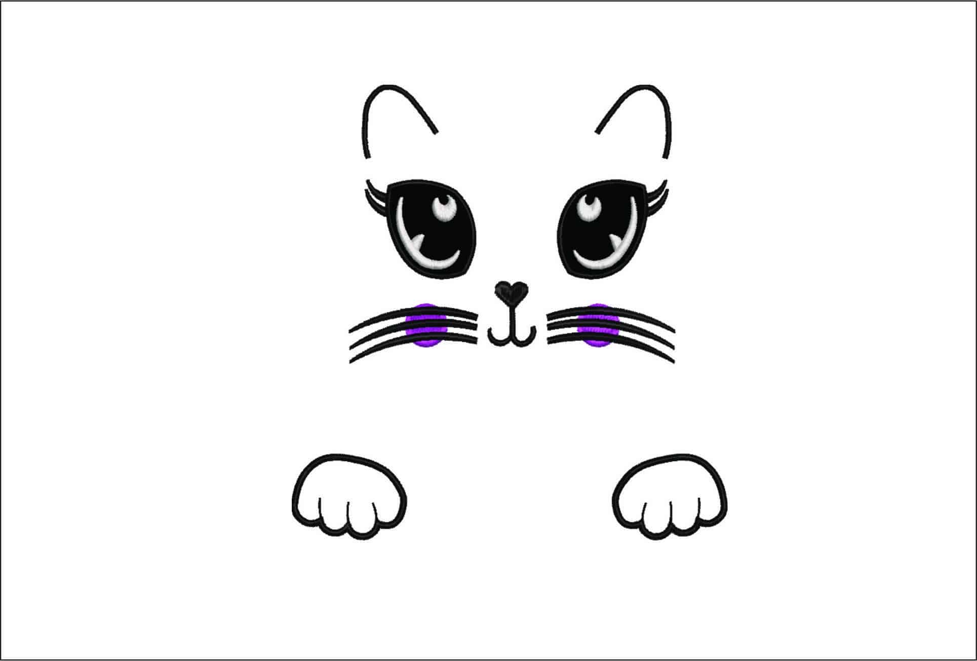 Cats Face- Elegant embroidery design file - instant download