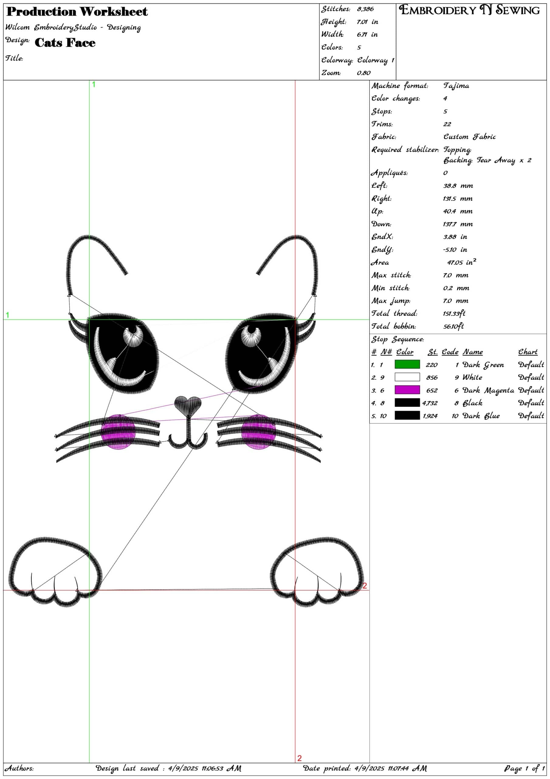 Cats Face- Elegant embroidery design file - instant download — view 3