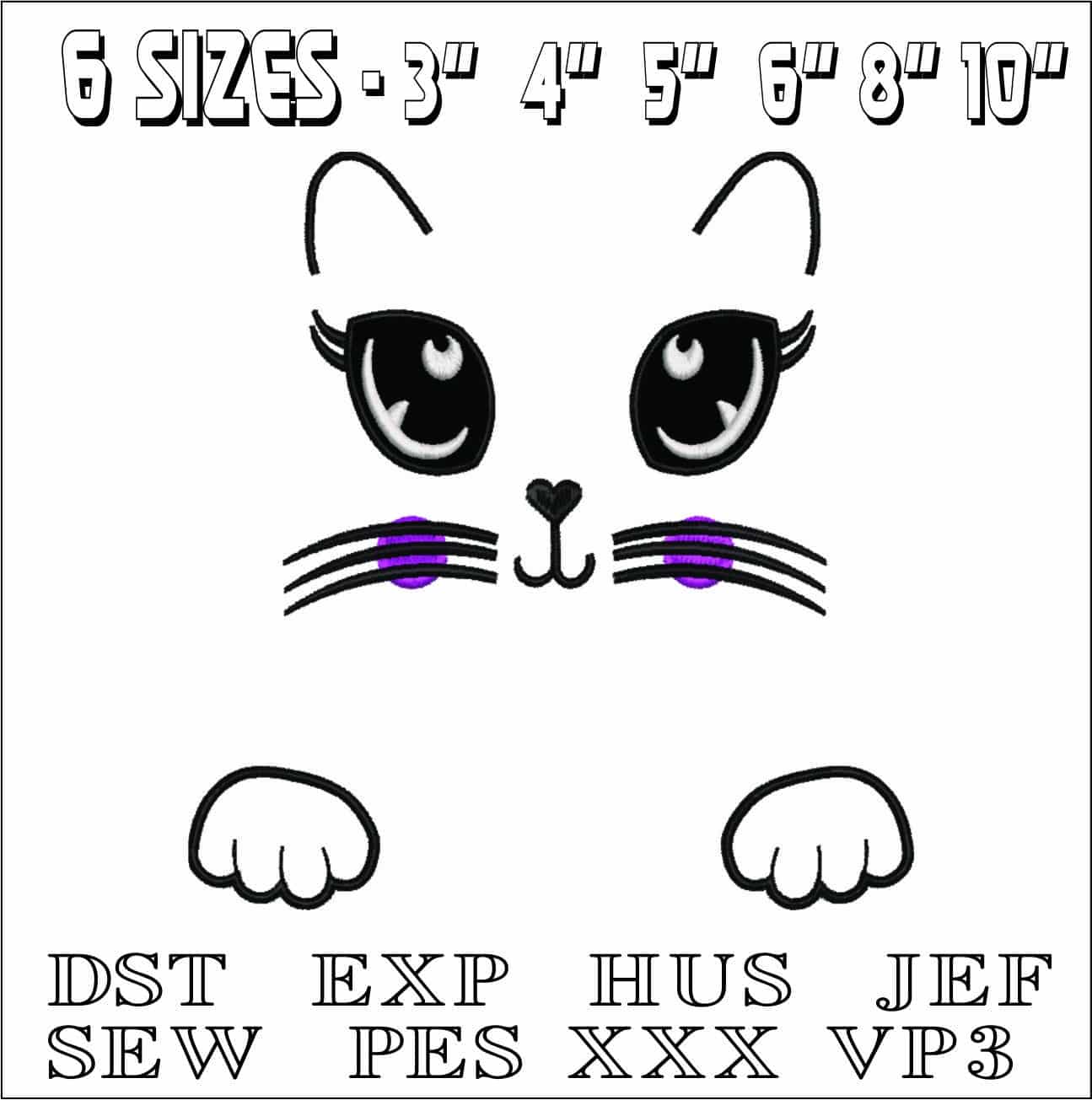 Cats Face- Elegant embroidery design file - instant download — view 2