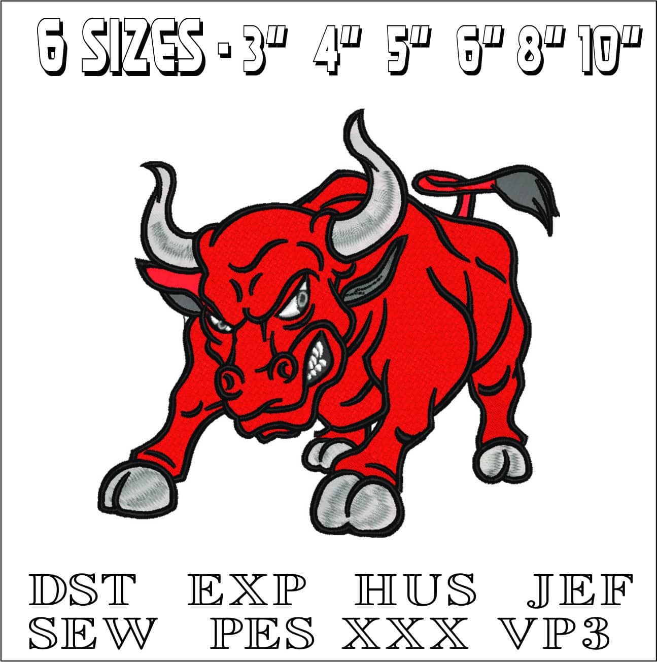 Charging Bull- Elegant embroidery design file - instant download — view 2