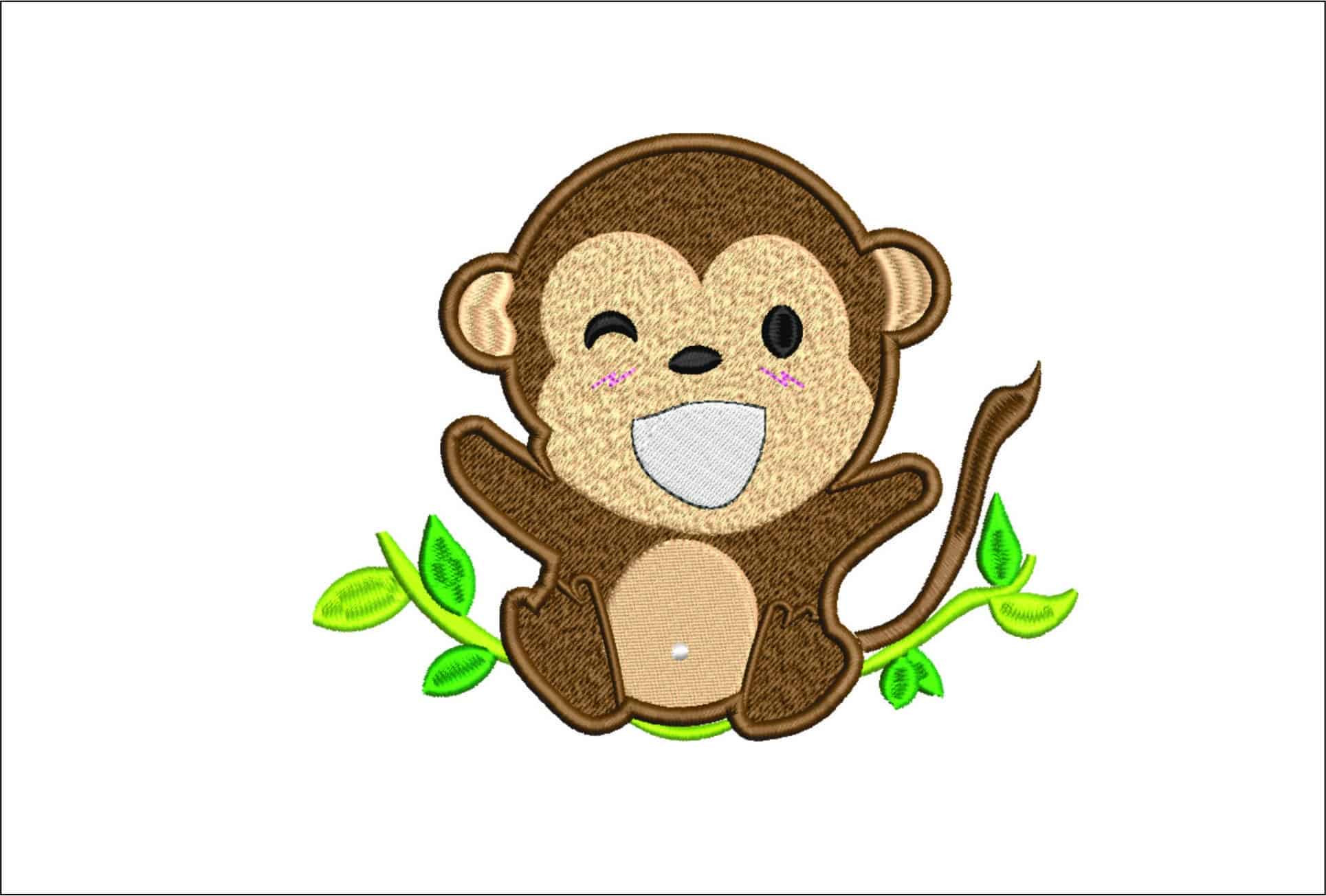 Cheeky Monkey on Branch- Elegant embroidery design file - instant download