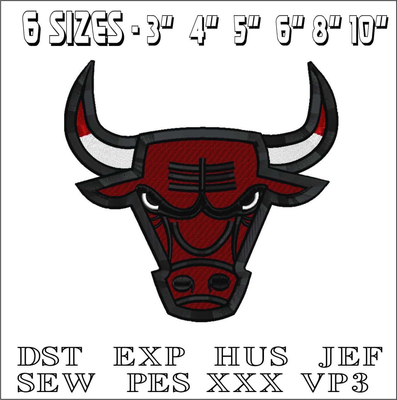 Chicago Bulls Face Original- Elegant embroidery design file - instant download — view 2