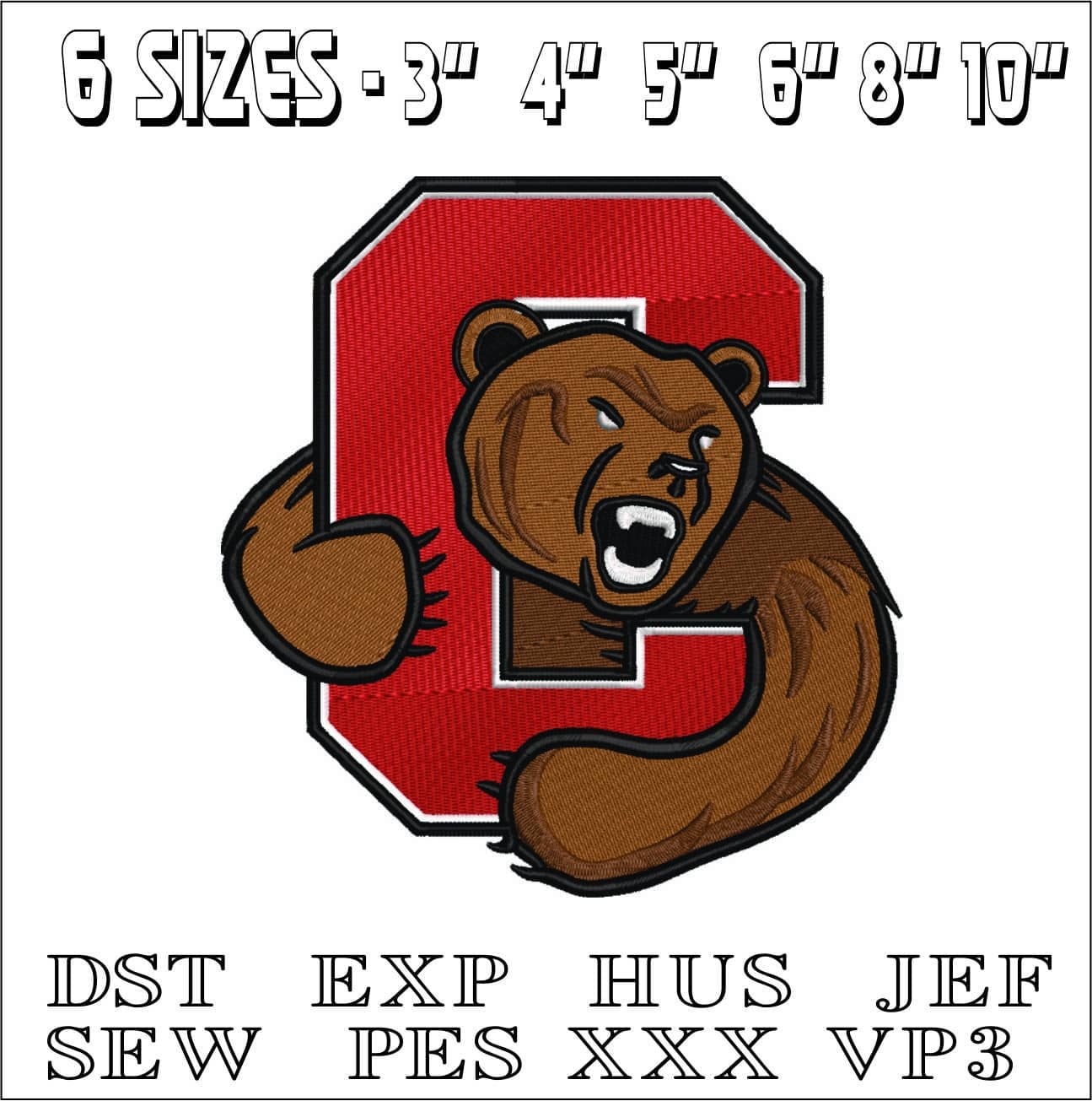Cornell Big Red embroidery design - Cornell University embroidery machine pattern embroidery file - instant download in a frame — view 2