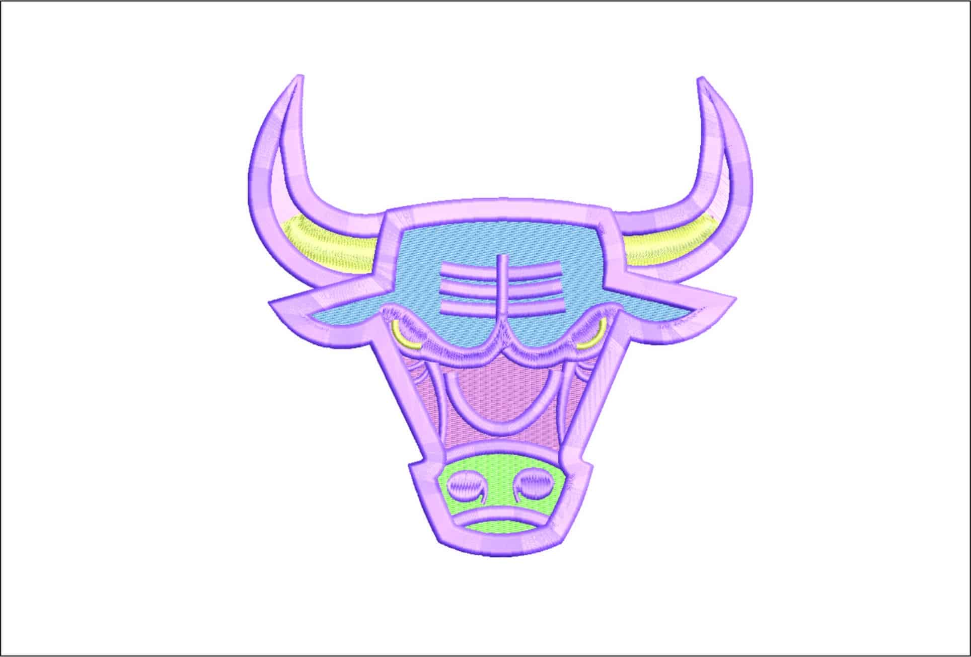 Chicago Bulls Face Pastels- Elegant embroidery design file - instant download