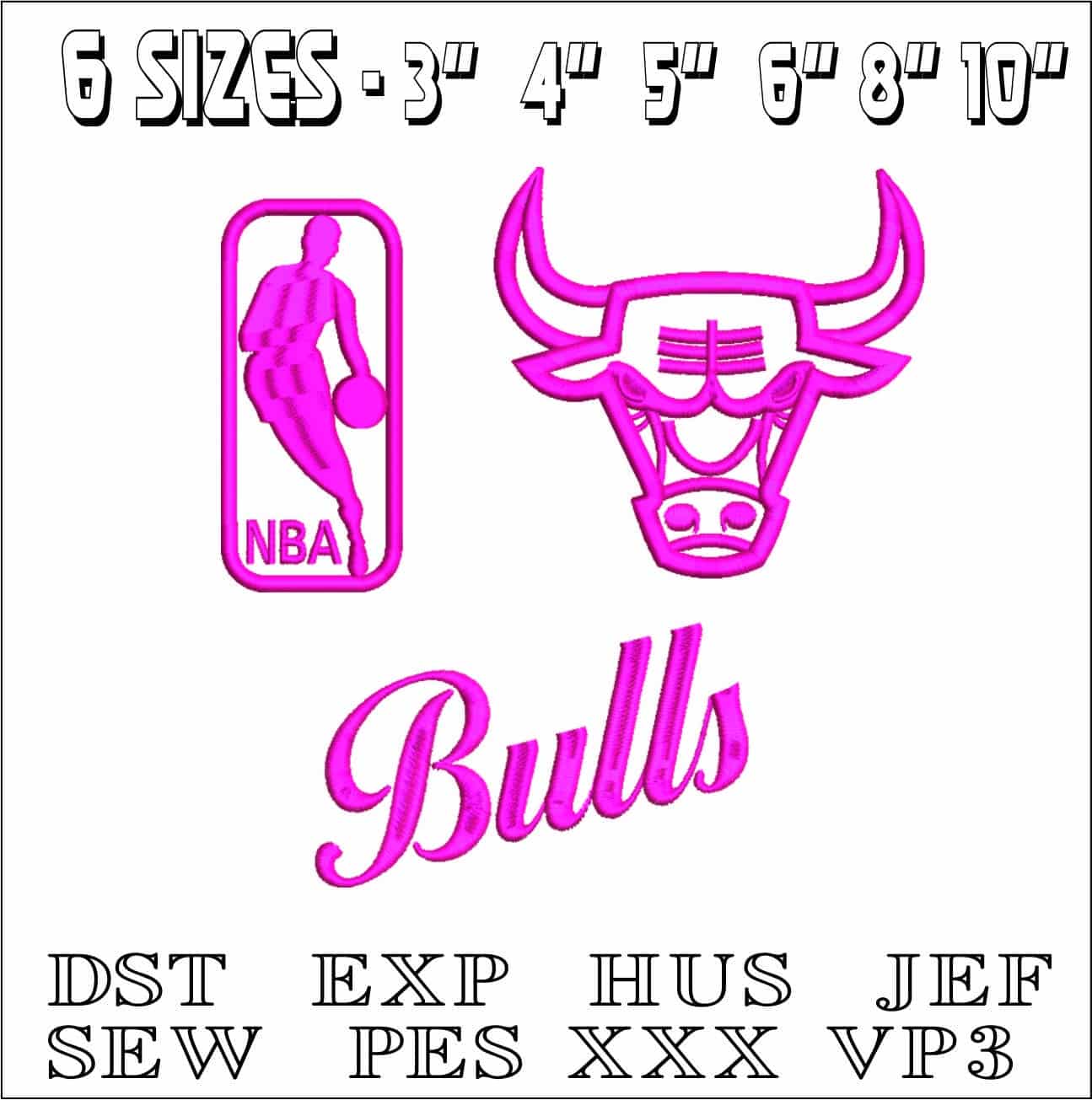 Chicago Bulls NBA Ladies- Elegant embroidery design file - instant download — view 2