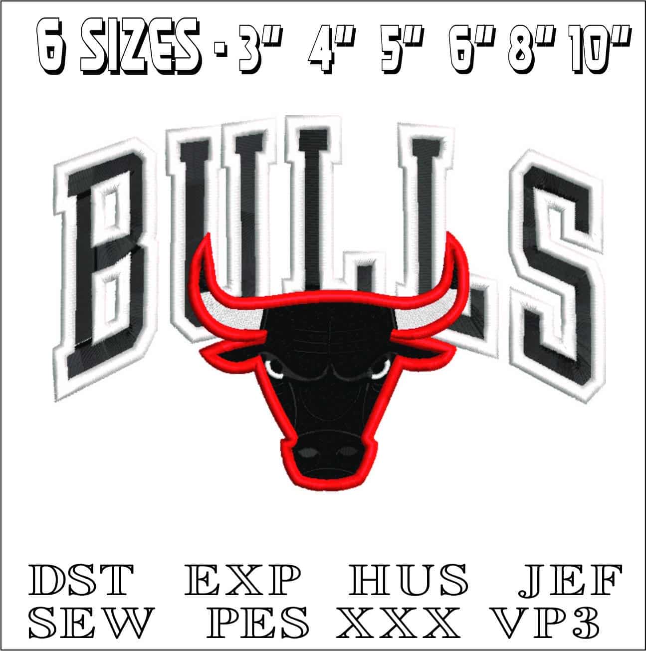 Chicago Bulls Original- Elegant embroidery design file - instant download — view 2