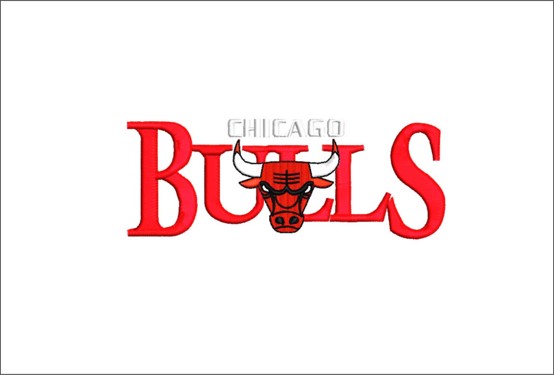 Chicago Bulls with words- Elegant embroidery design file - instant download